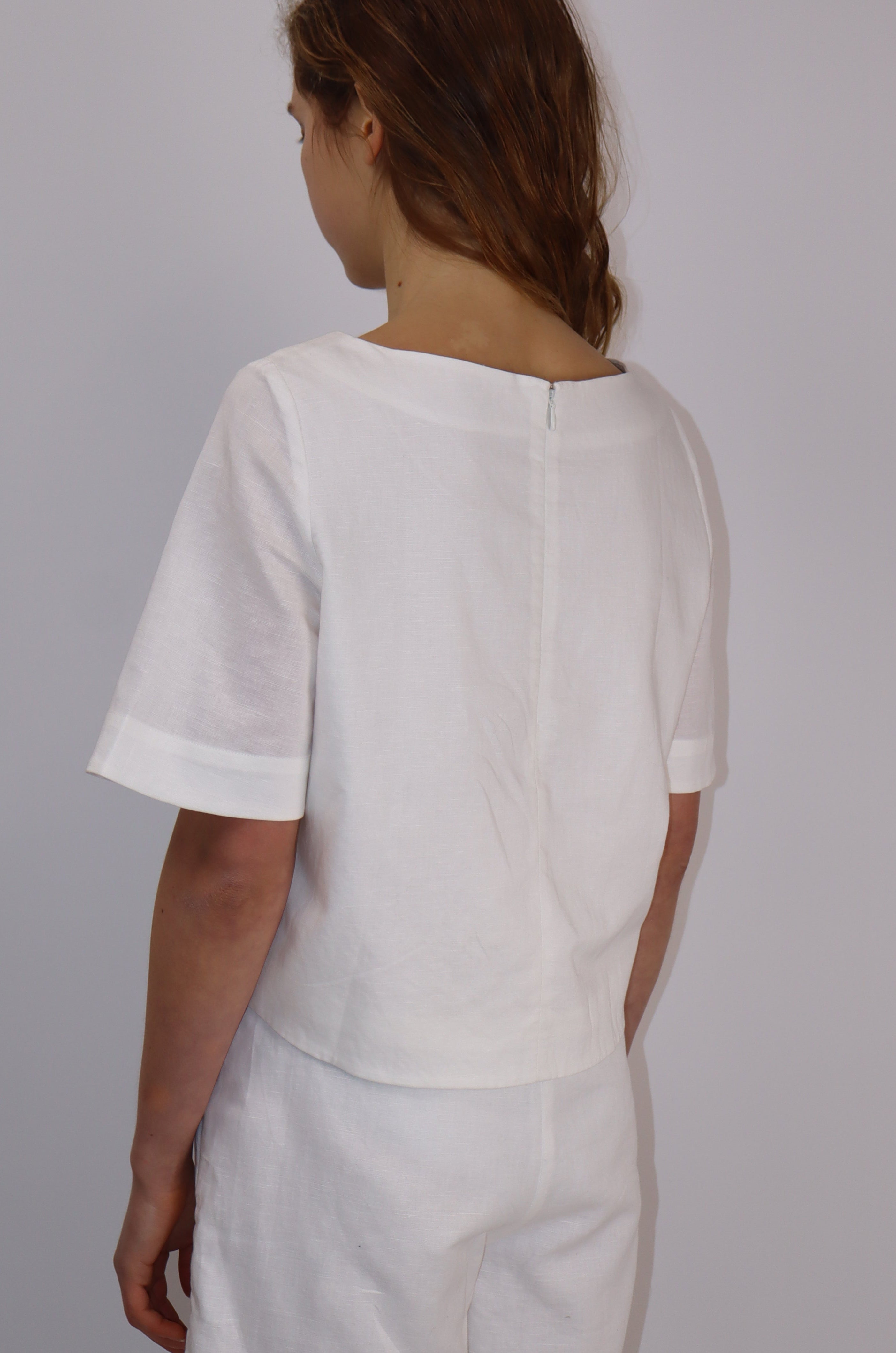 Everyday Linen-Cotton Crop Top|Midnight