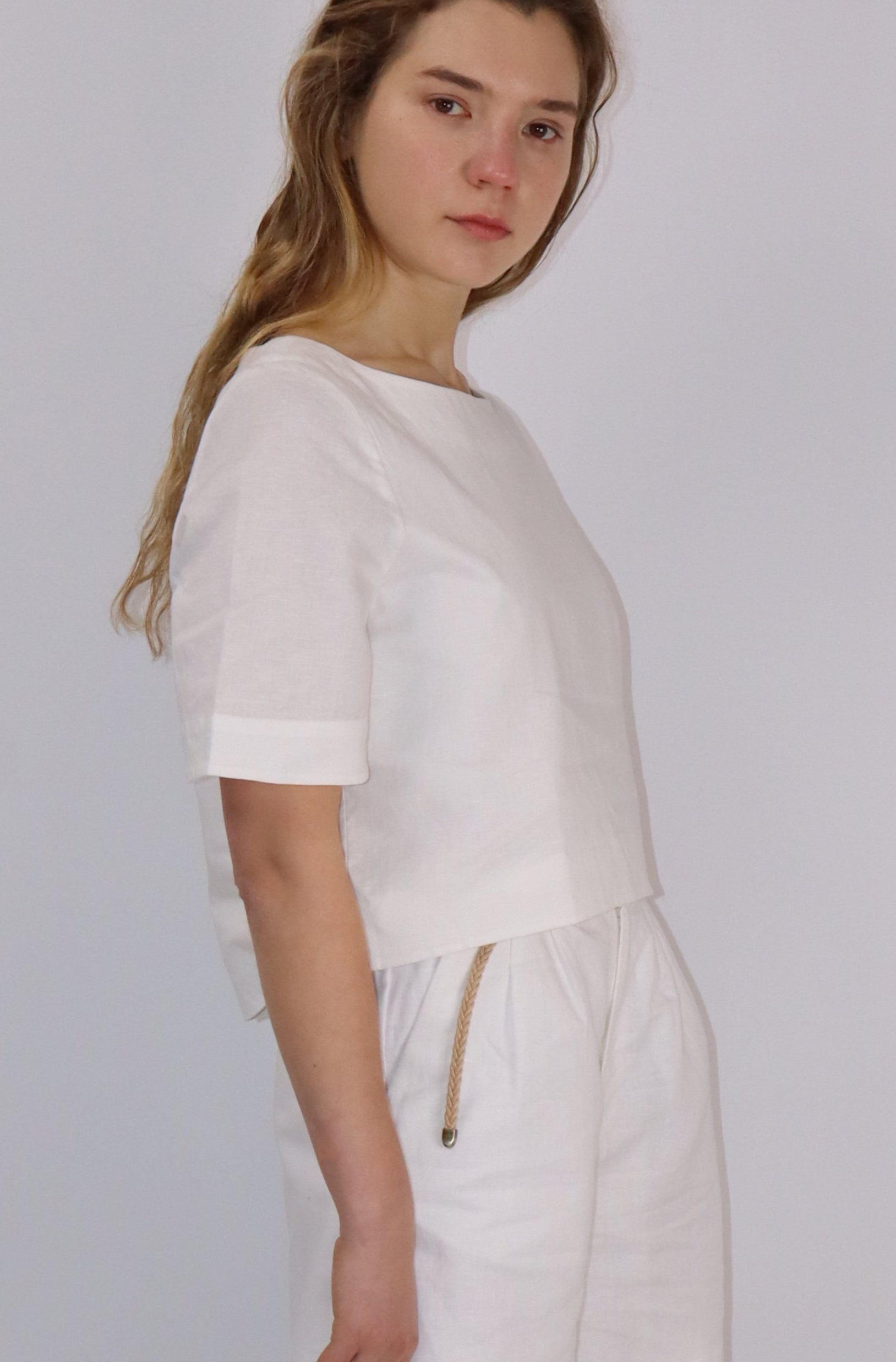 Everyday Linen-Cotton Crop Top|Midnight