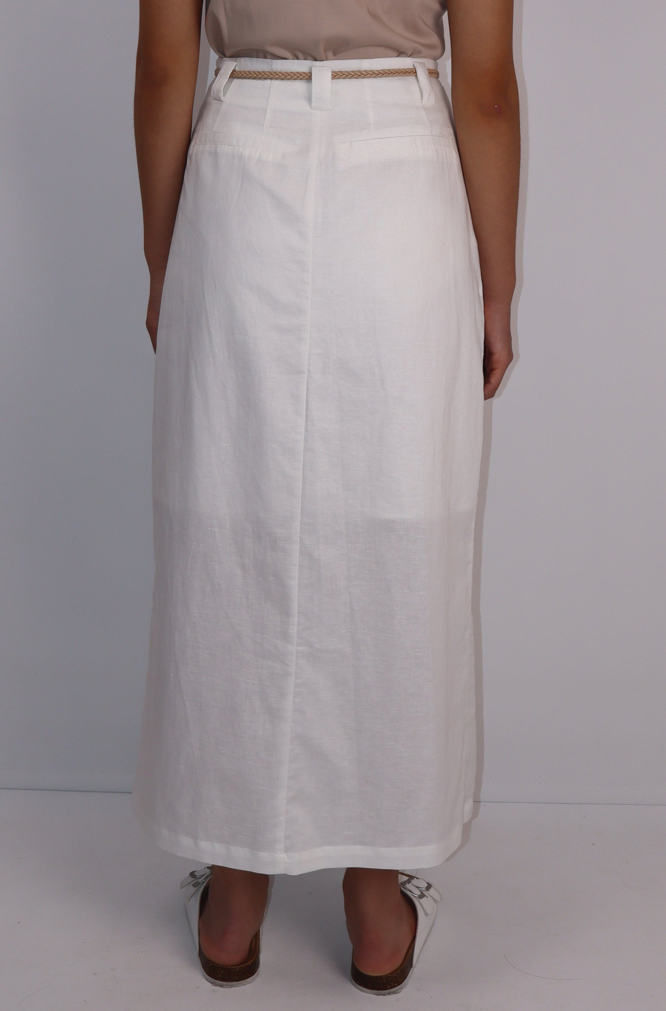 Linen-Cotton A-Line Skirt|Midnight