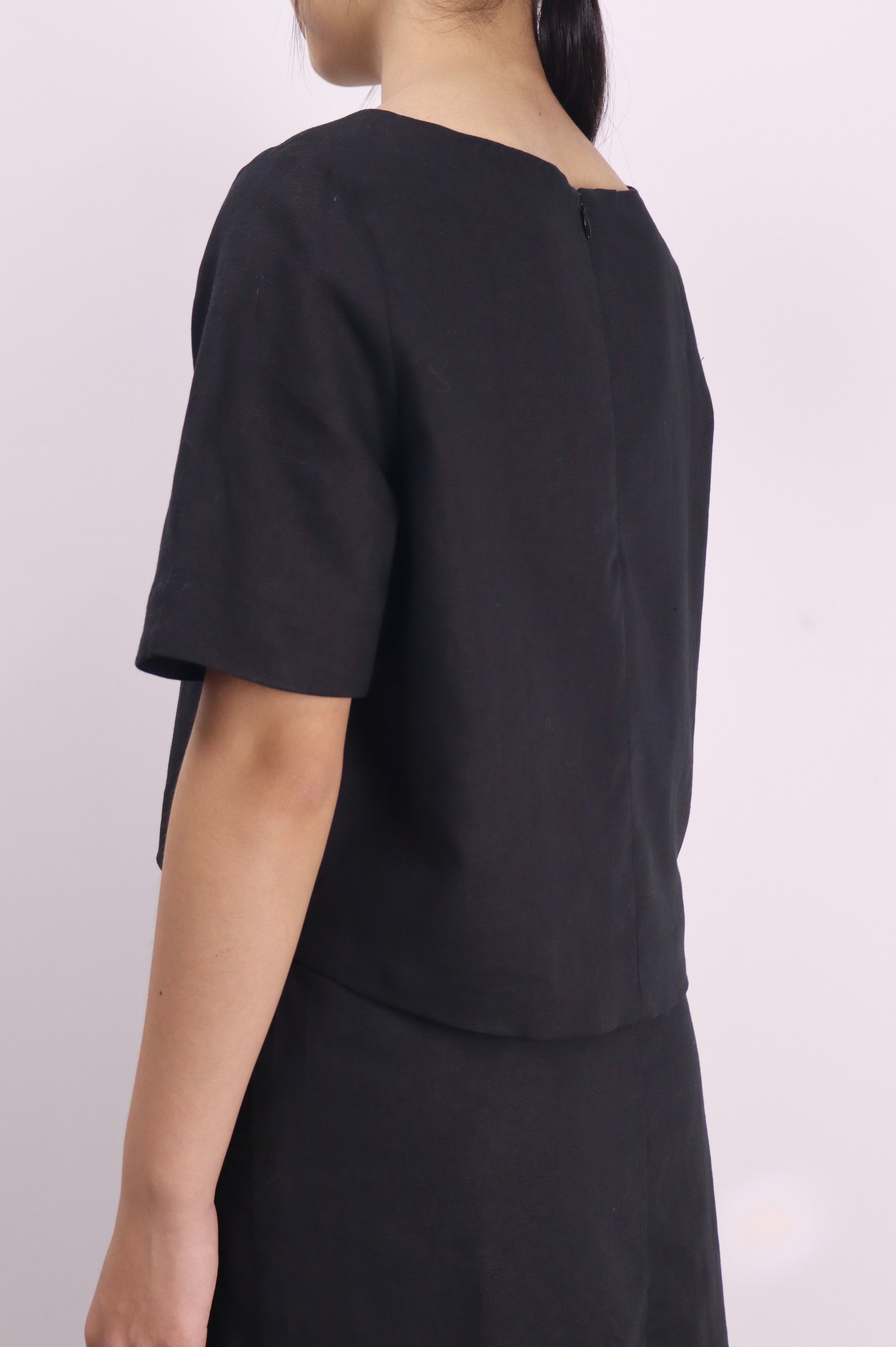 Everyday Linen-Cotton Crop Top|Midnight