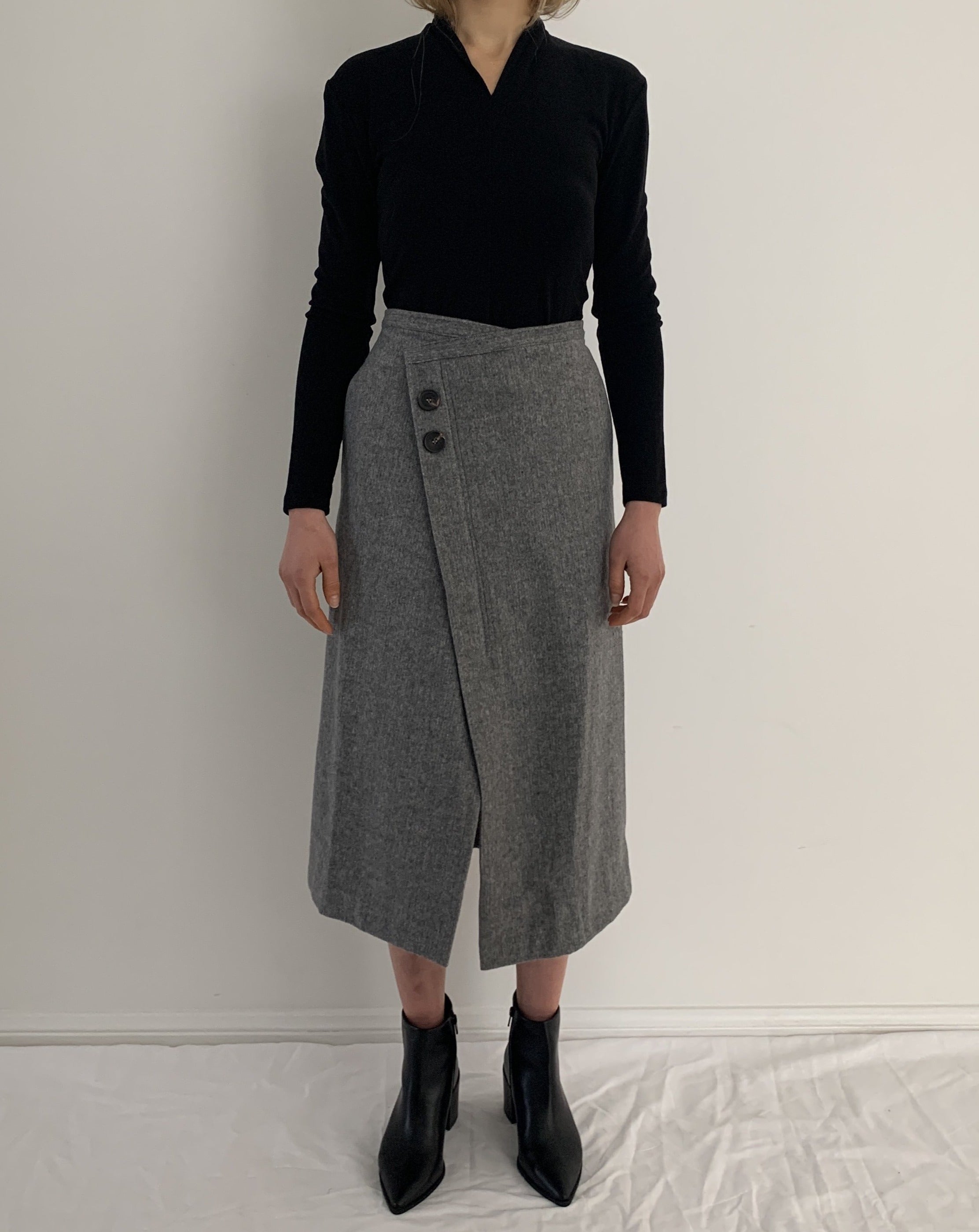 Wool Blended Midi Skirt