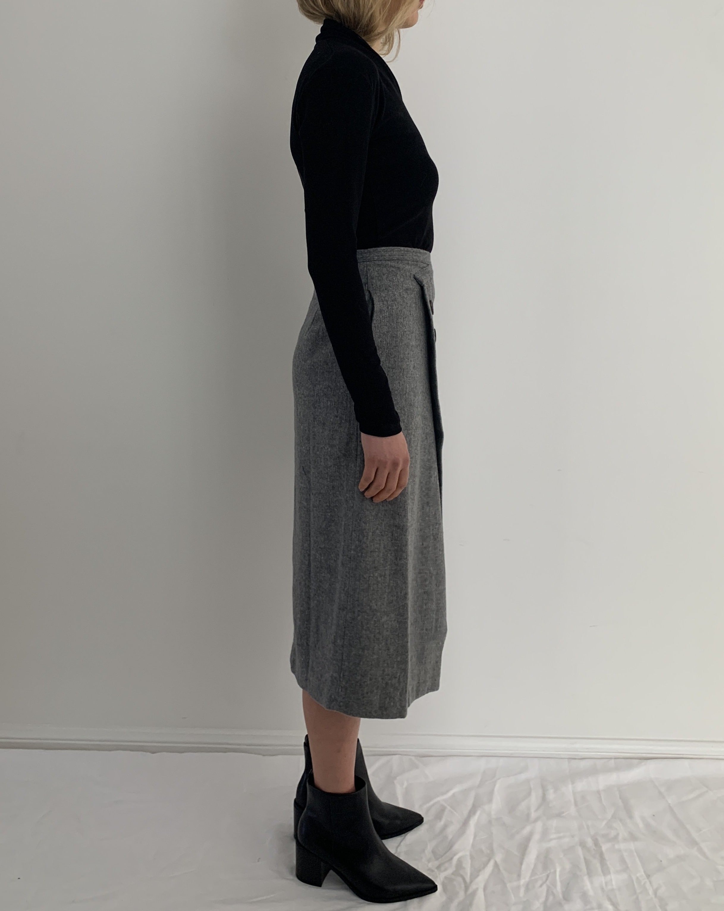 Wool Blended Midi Skirt
