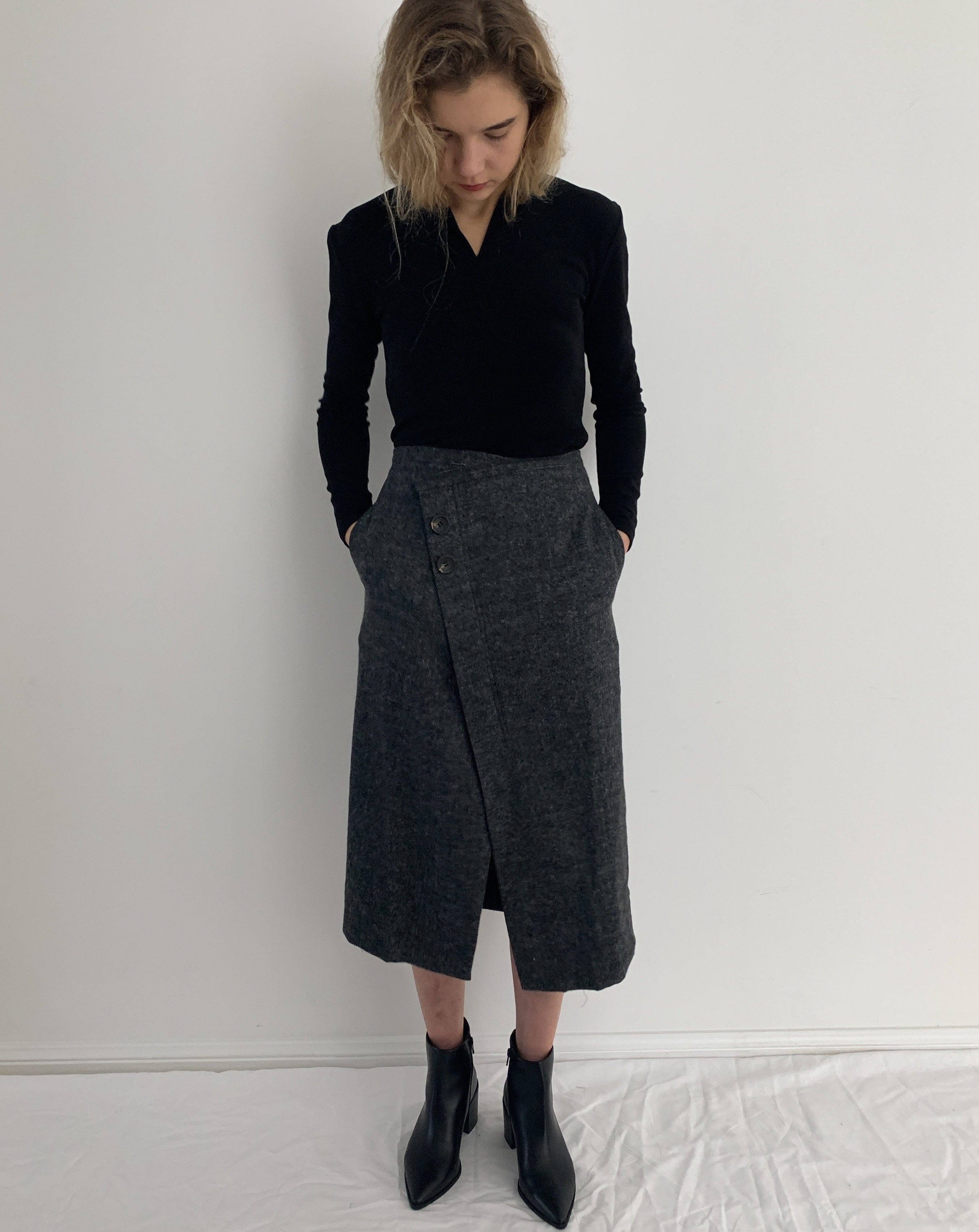 Wool Blended Midi Skirt