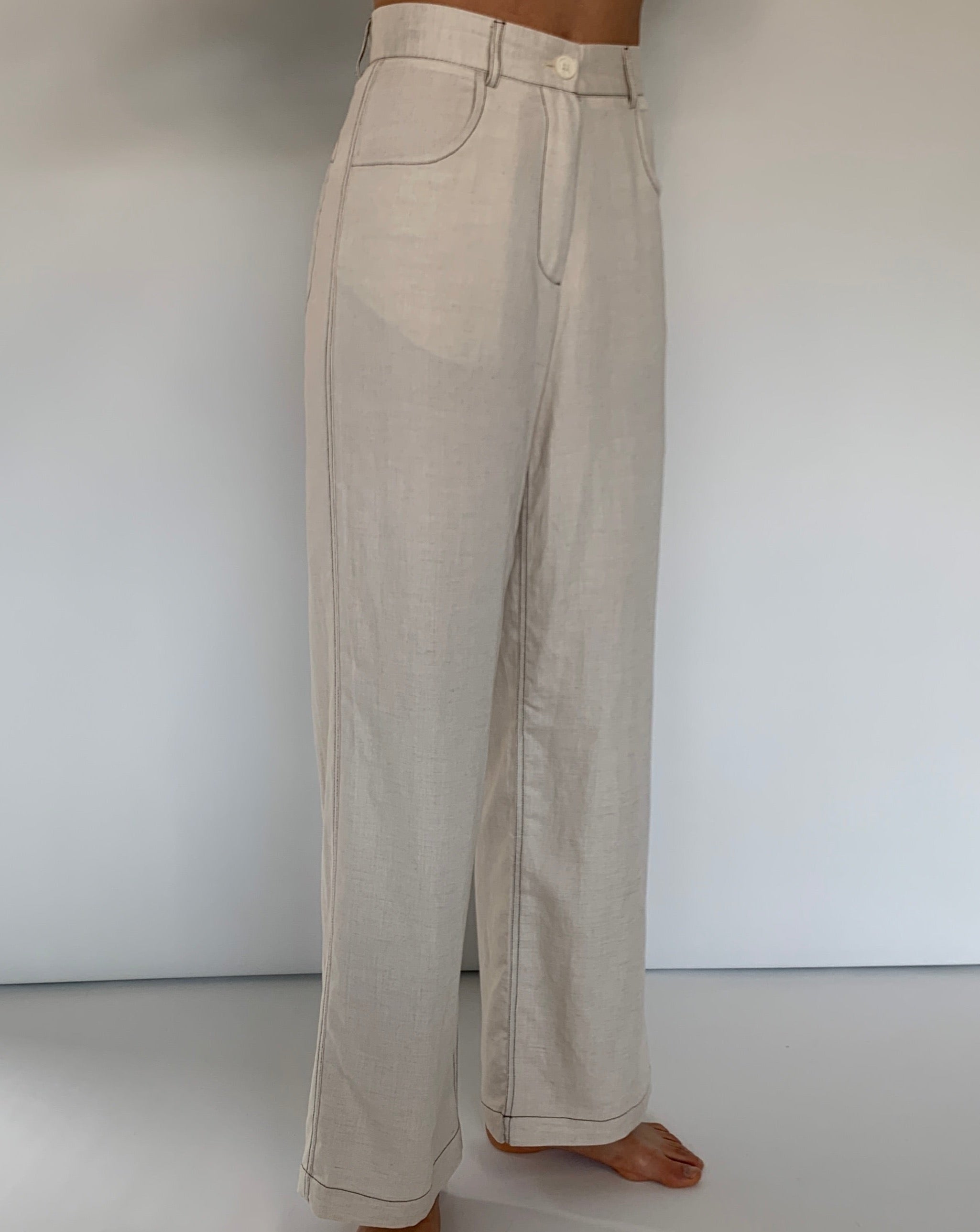 Solid Stitch Straight Leg Pants