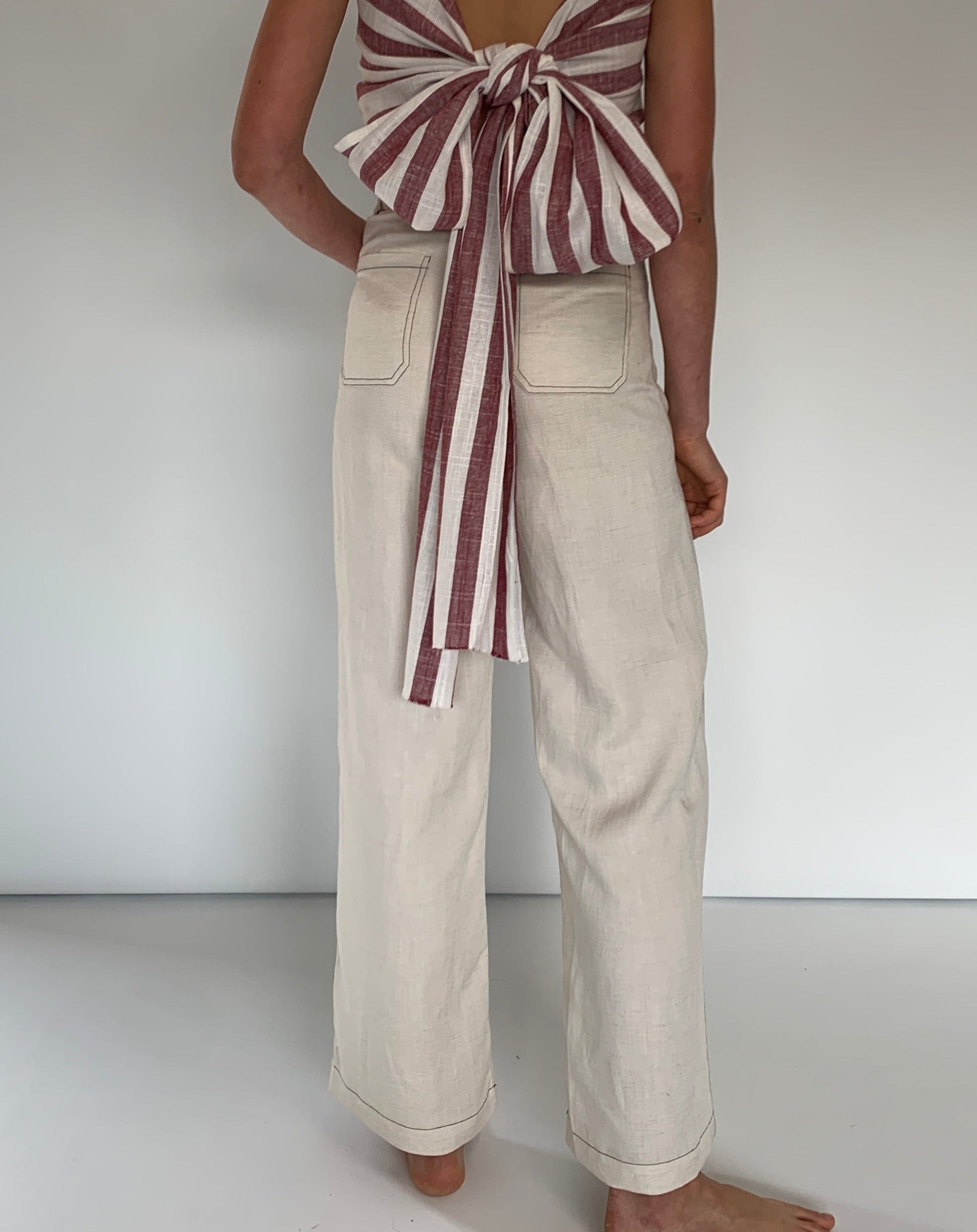 Solid Stitch Straight Leg Pants