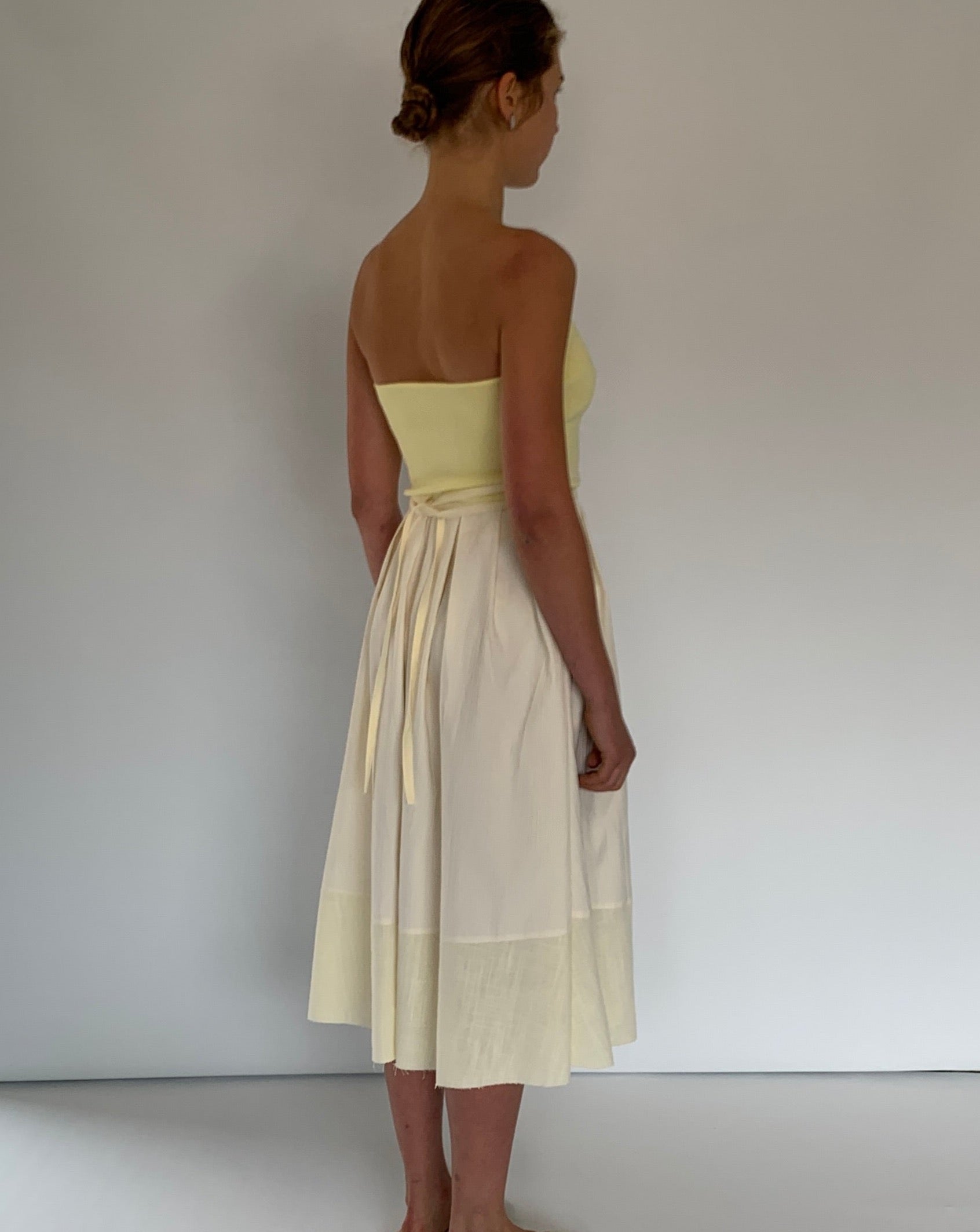 Panelled A-Line Pleated Midi Skirt