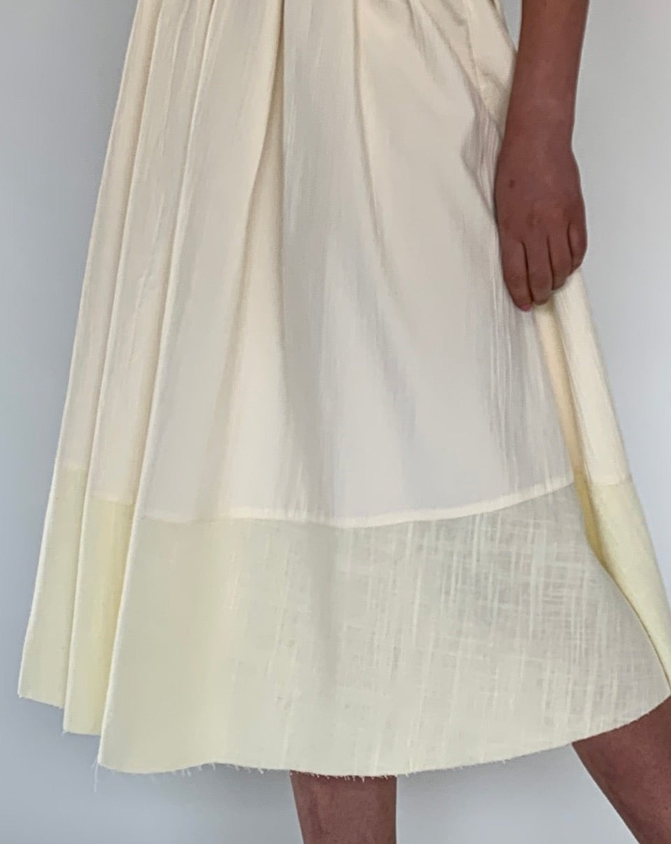 Panelled A-Line Pleated Midi Skirt