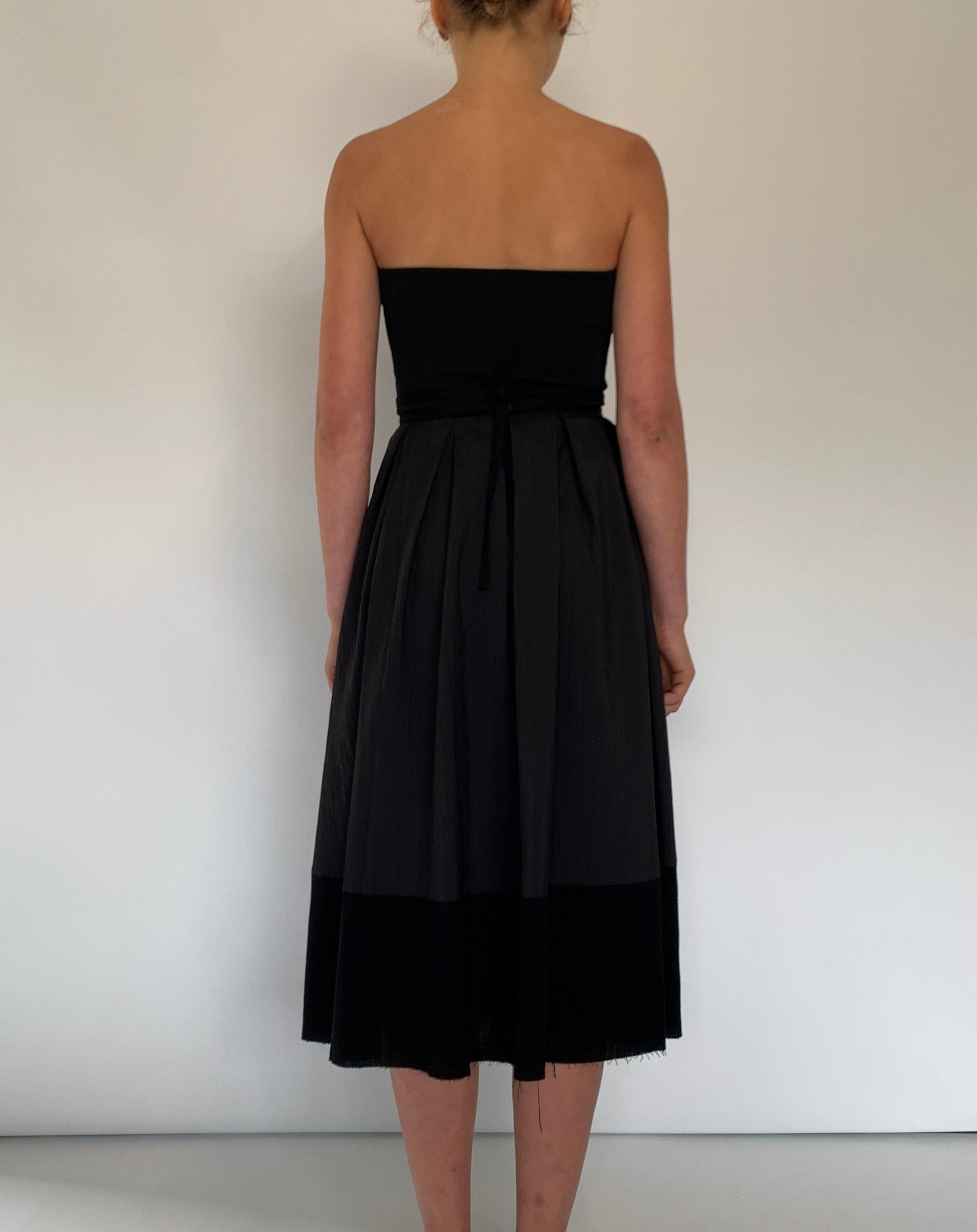 Panelled A-Line Pleated Midi Skirt