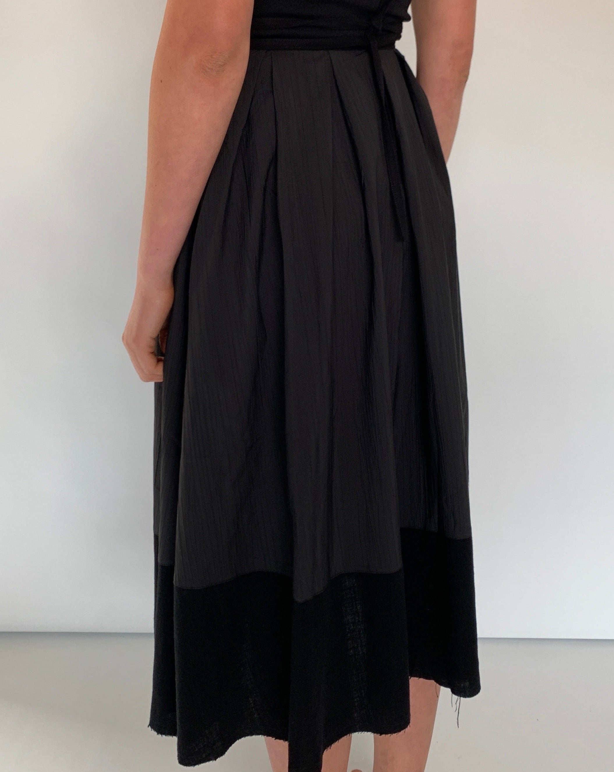 Panelled A-Line Pleated Midi Skirt