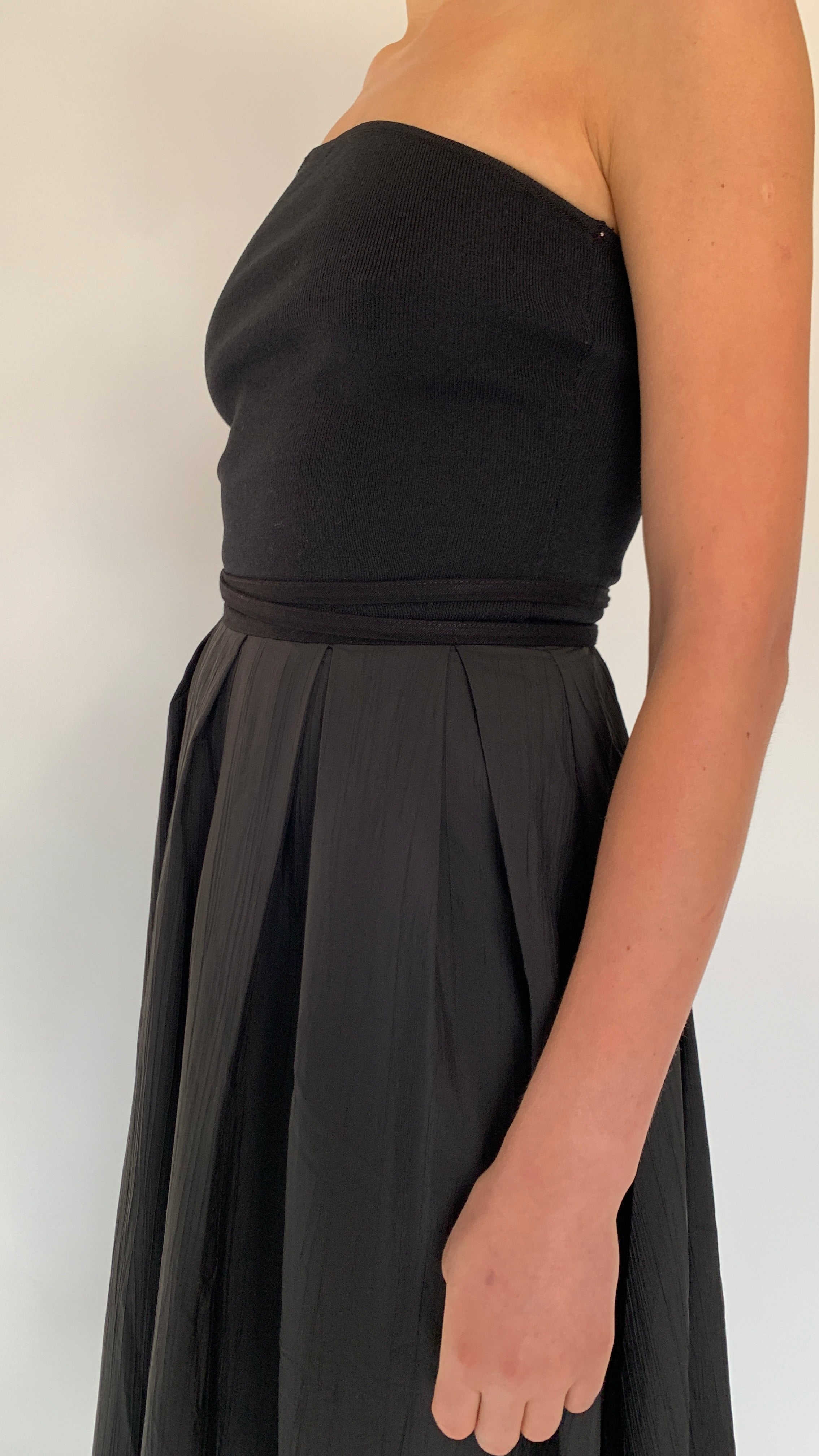 Panelled A-Line Pleated Midi Skirt