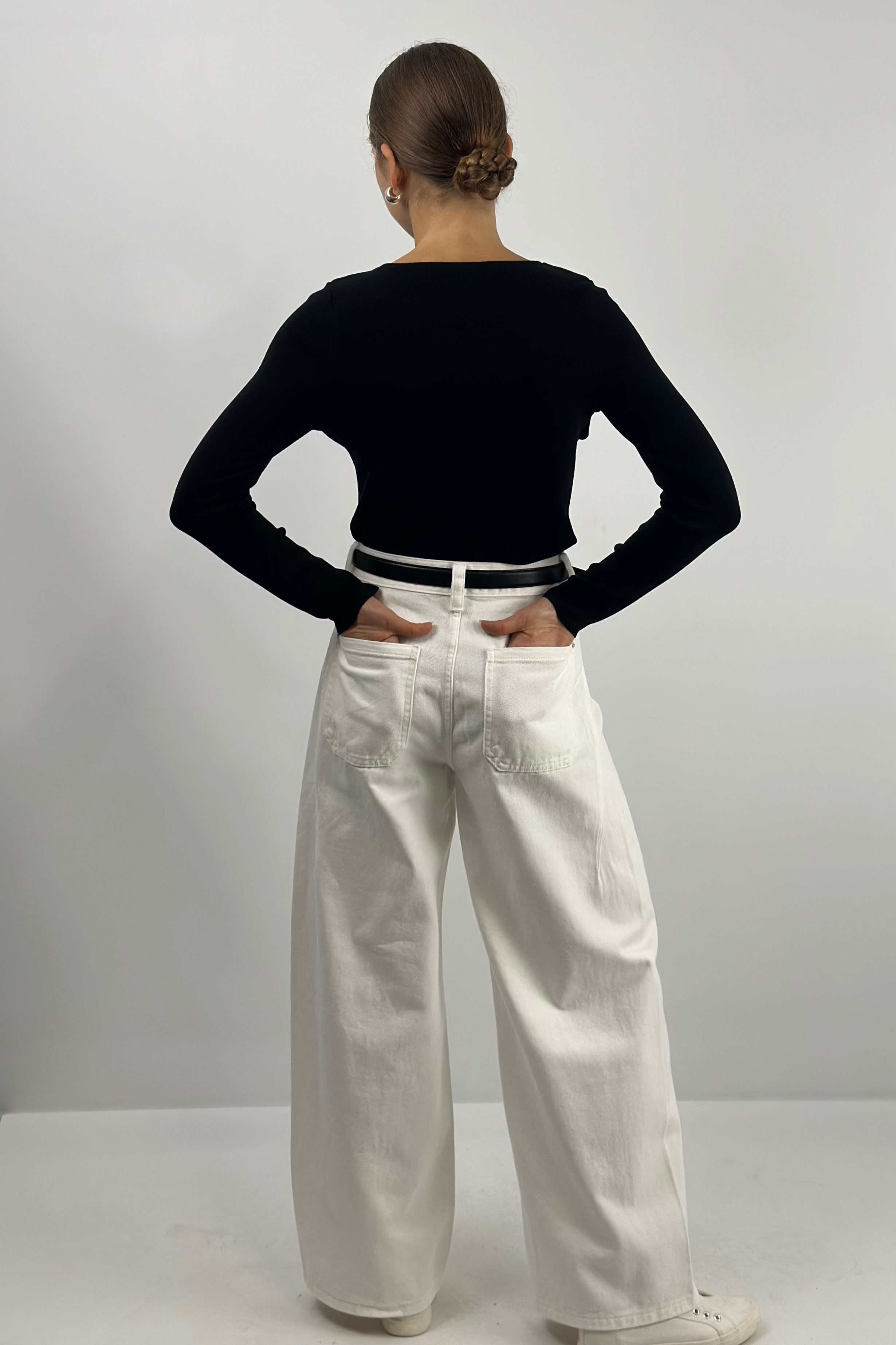 Barrel-leg Jeans|White
