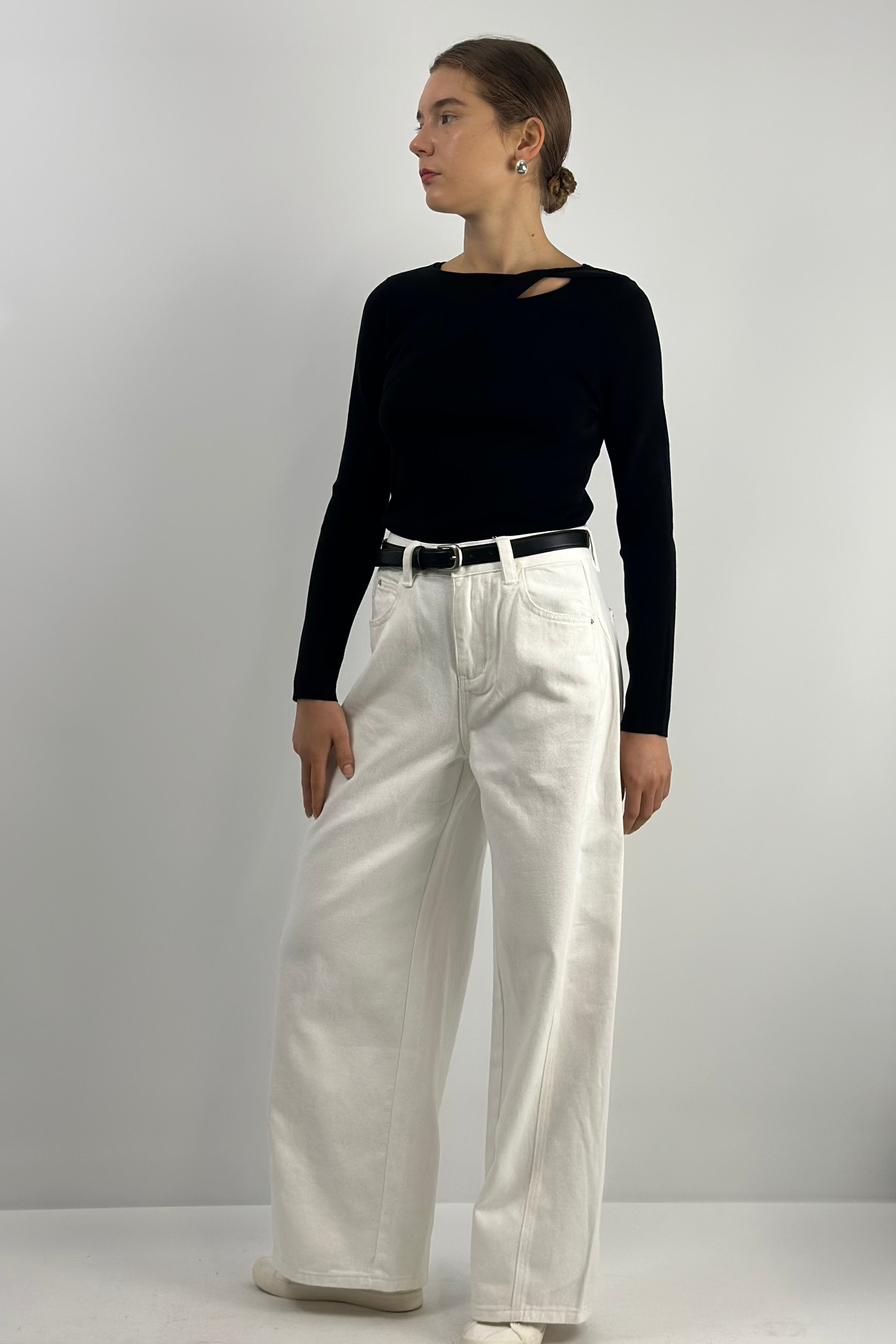 Barrel-leg Jeans|White