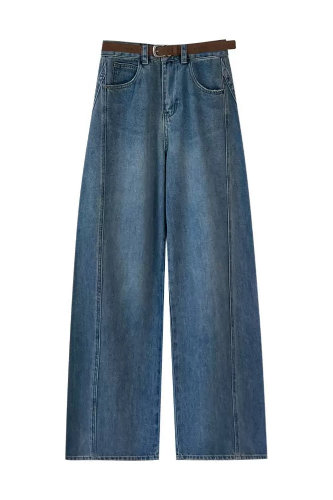 barrel-leg jeans in vintage blue