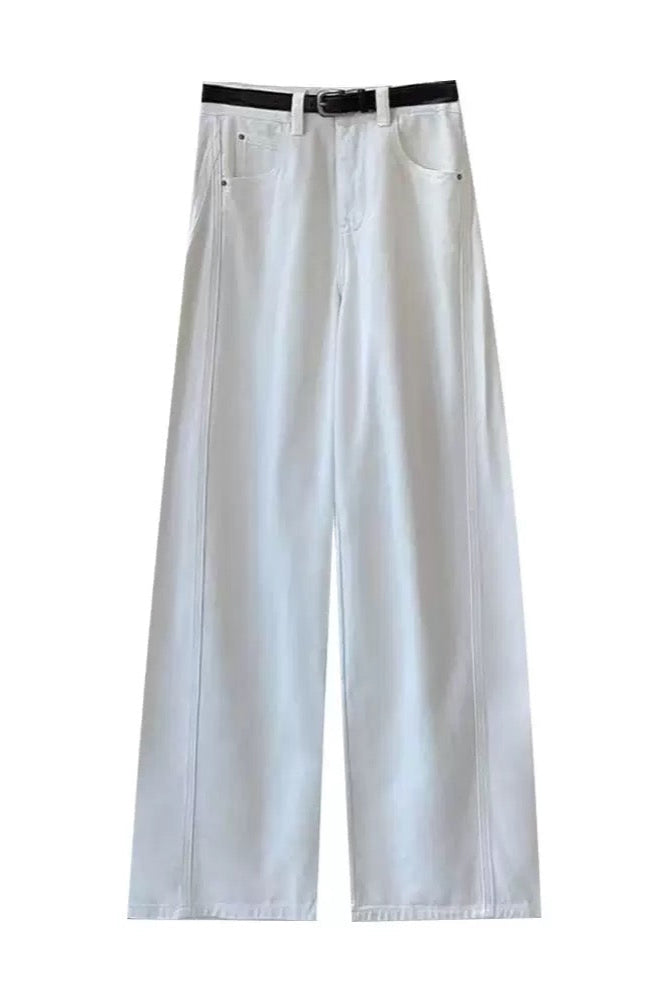 Barrel-leg Jeans|White