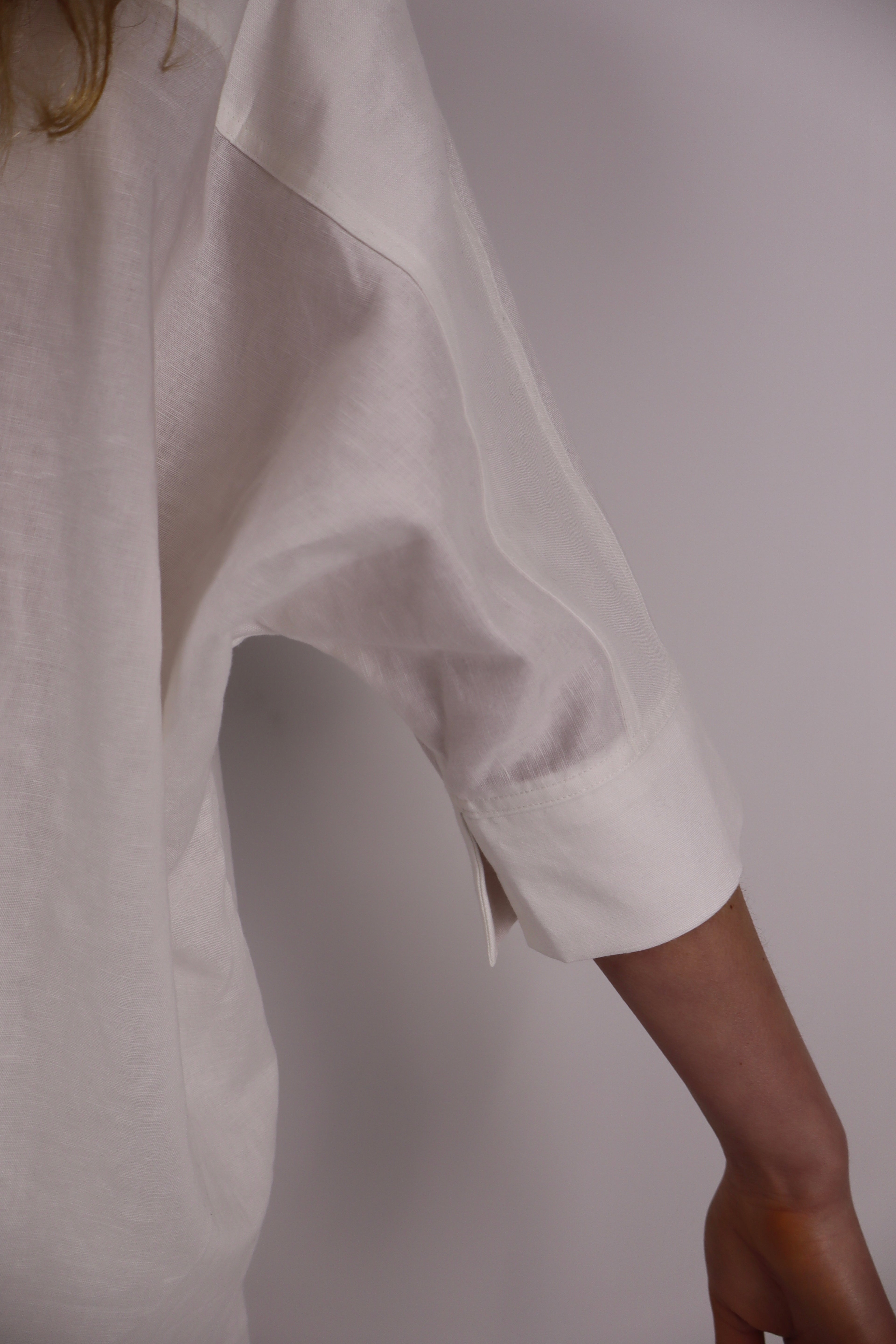 Oversized Linen Blend Shirt|White