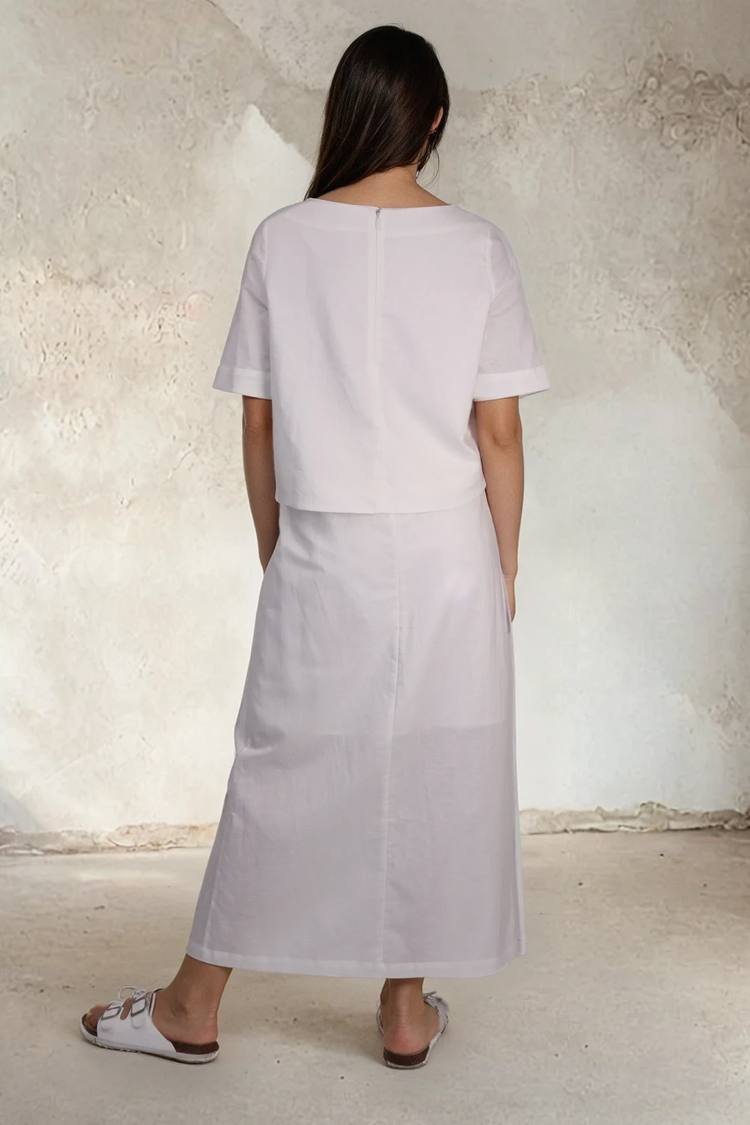 Linen-Cotton A-Line Skirt|Midnight