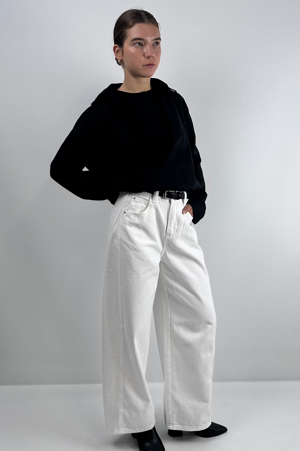 Attached-Layer Shirt|White