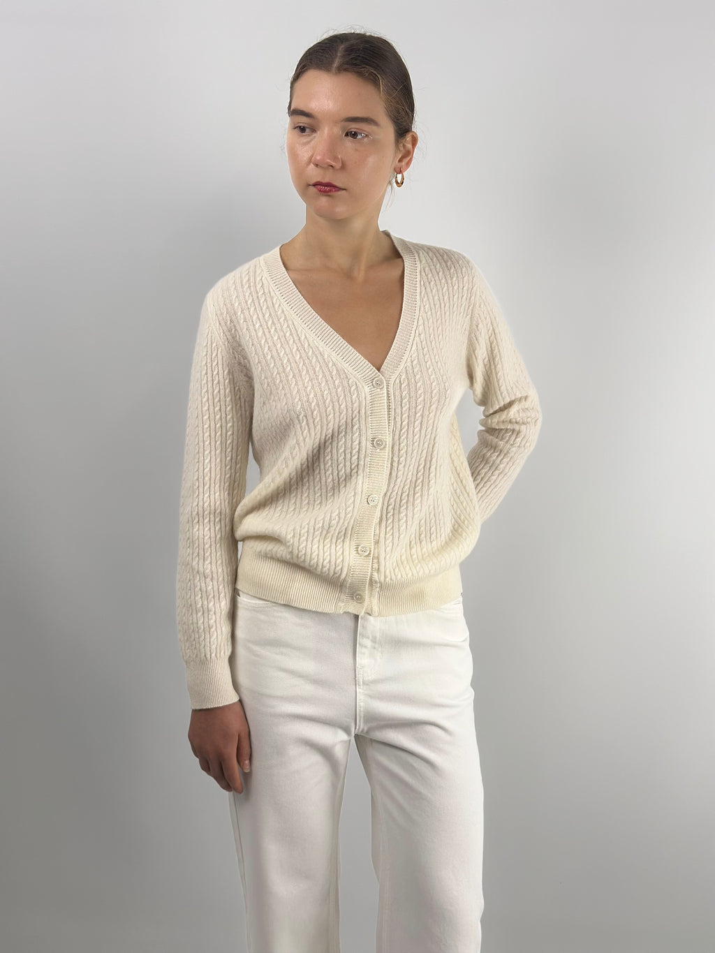cashmere cardigan in cream
