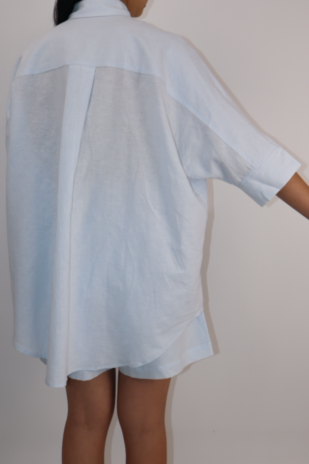 Oversized Linen Blend Shirt|White