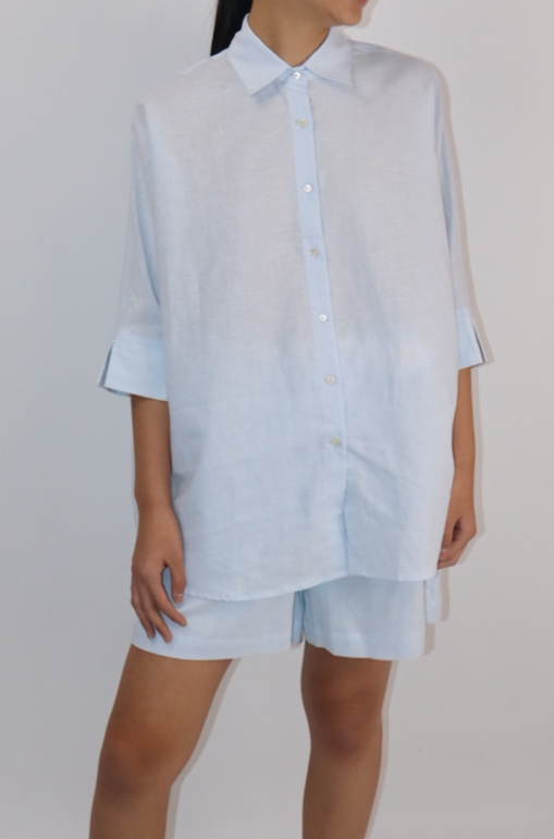 Oversized Linen Blend Shirt|White