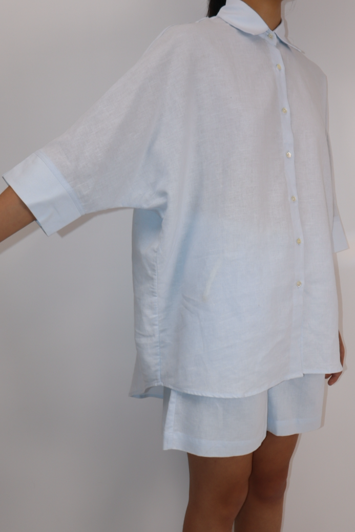 Oversized Linen Blend Shirt|White