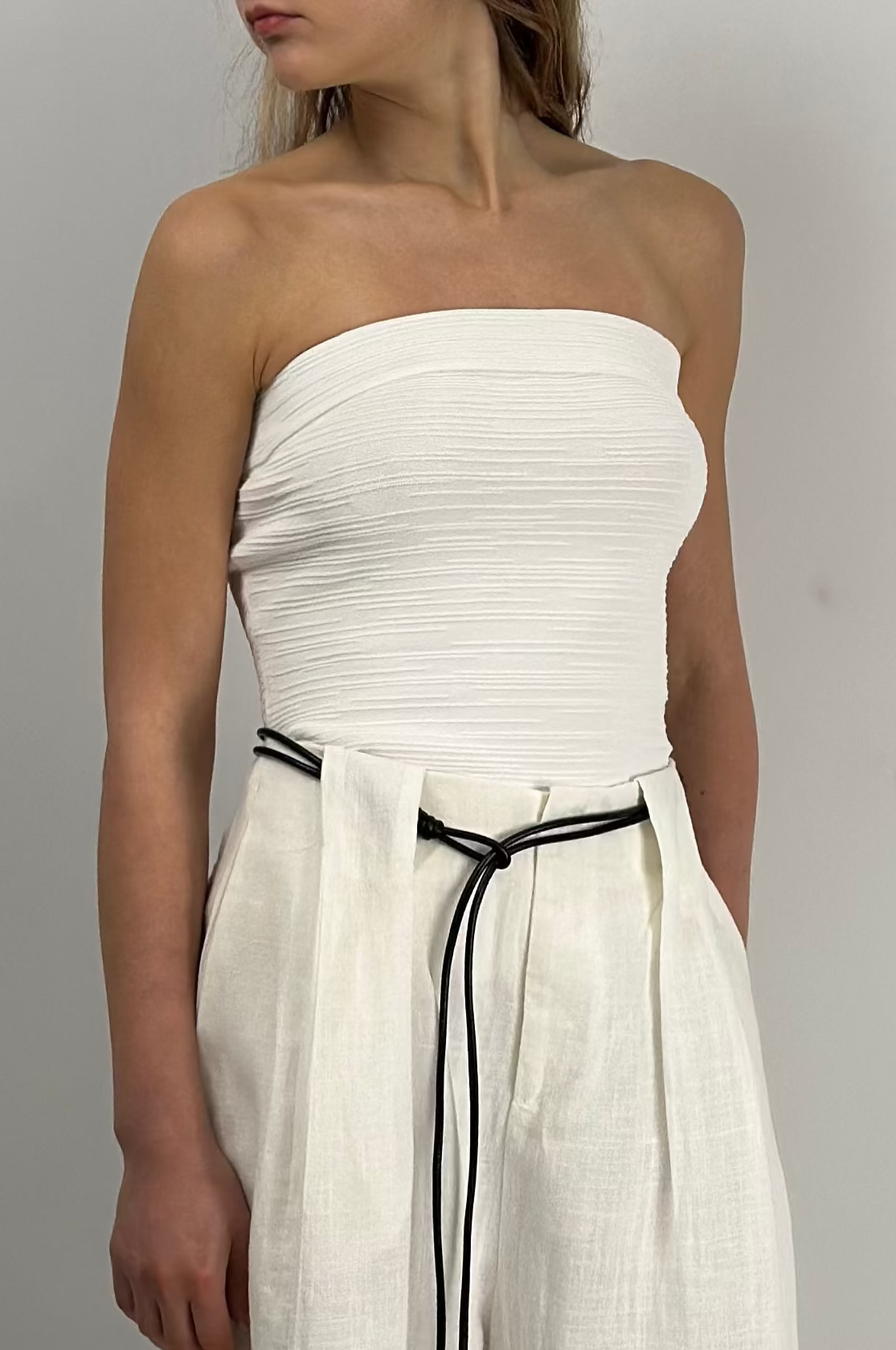 white strapless tube top