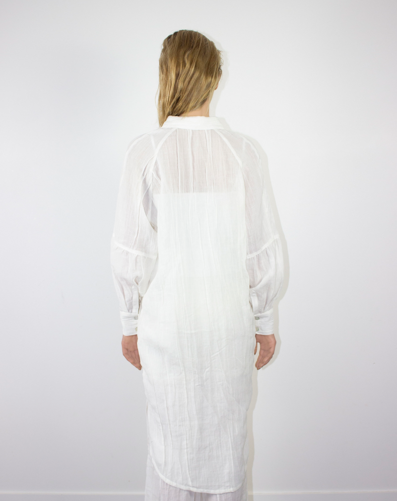 Crinkled Linen Maxi Shirt