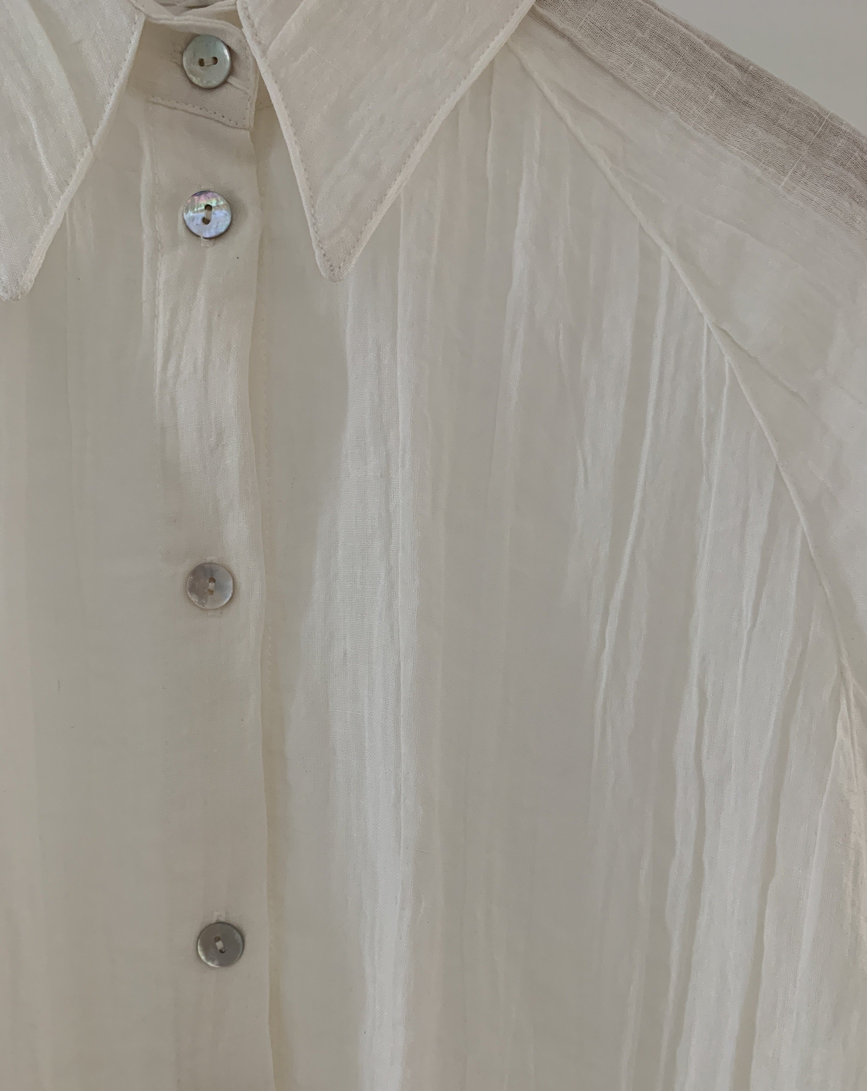 Crinkled Linen Maxi Shirt