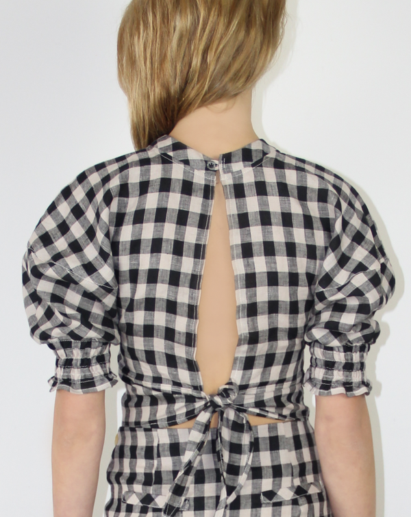 Puff Sleeve Checked Top