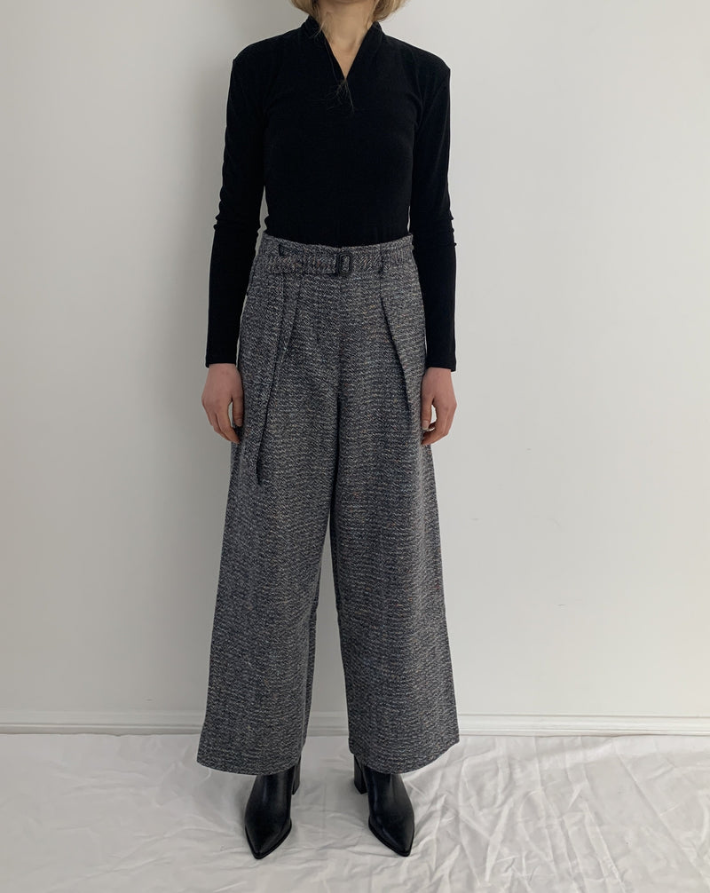 Wool Wide-leg Pant with Belt