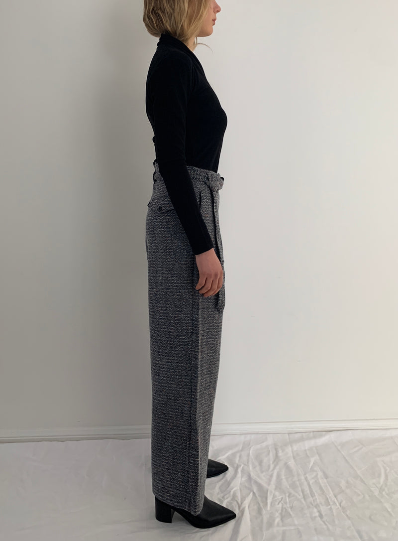 Wool Wide-leg Pant with Belt