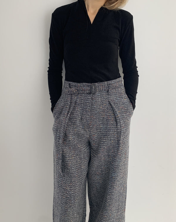 Wool Wide-leg Pant with Belt