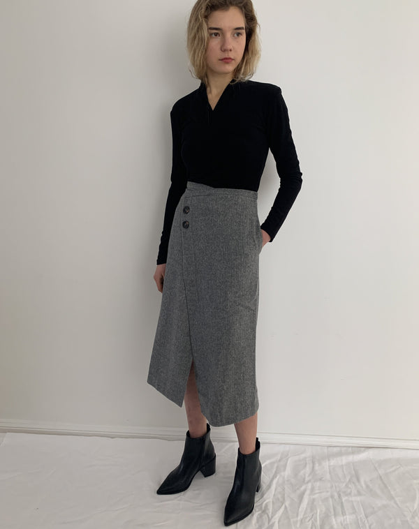 wool blended midi skirt