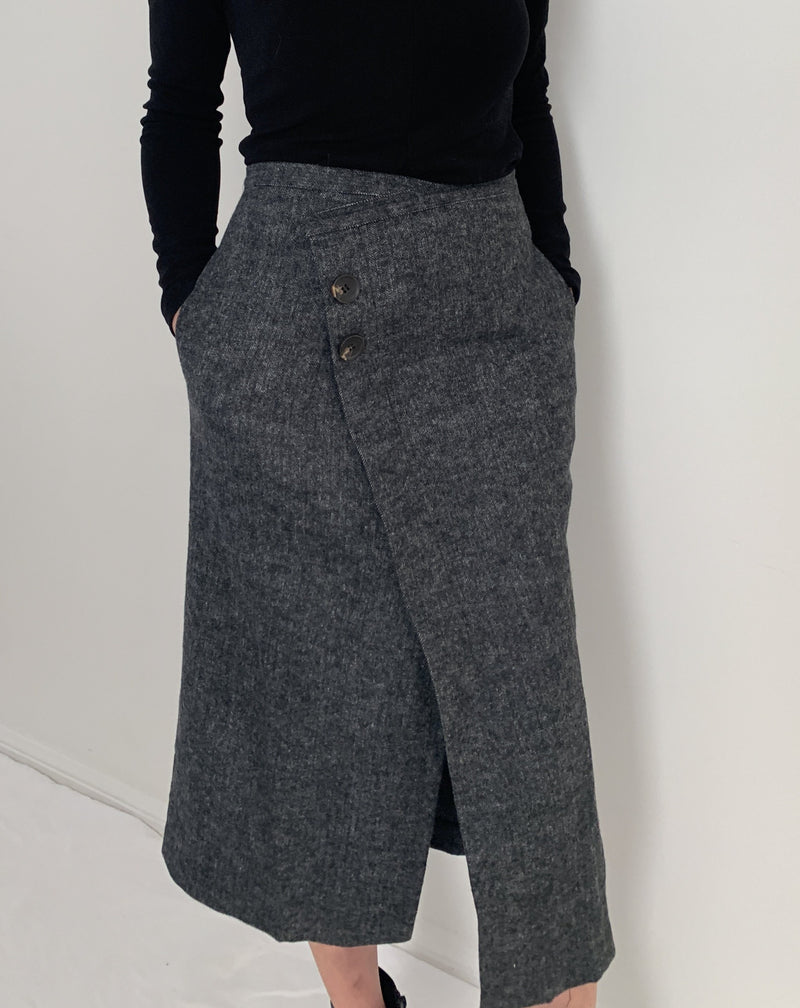 Wool Blended Midi Skirt