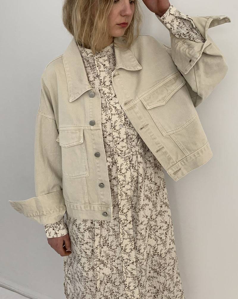 cream white denim jacket