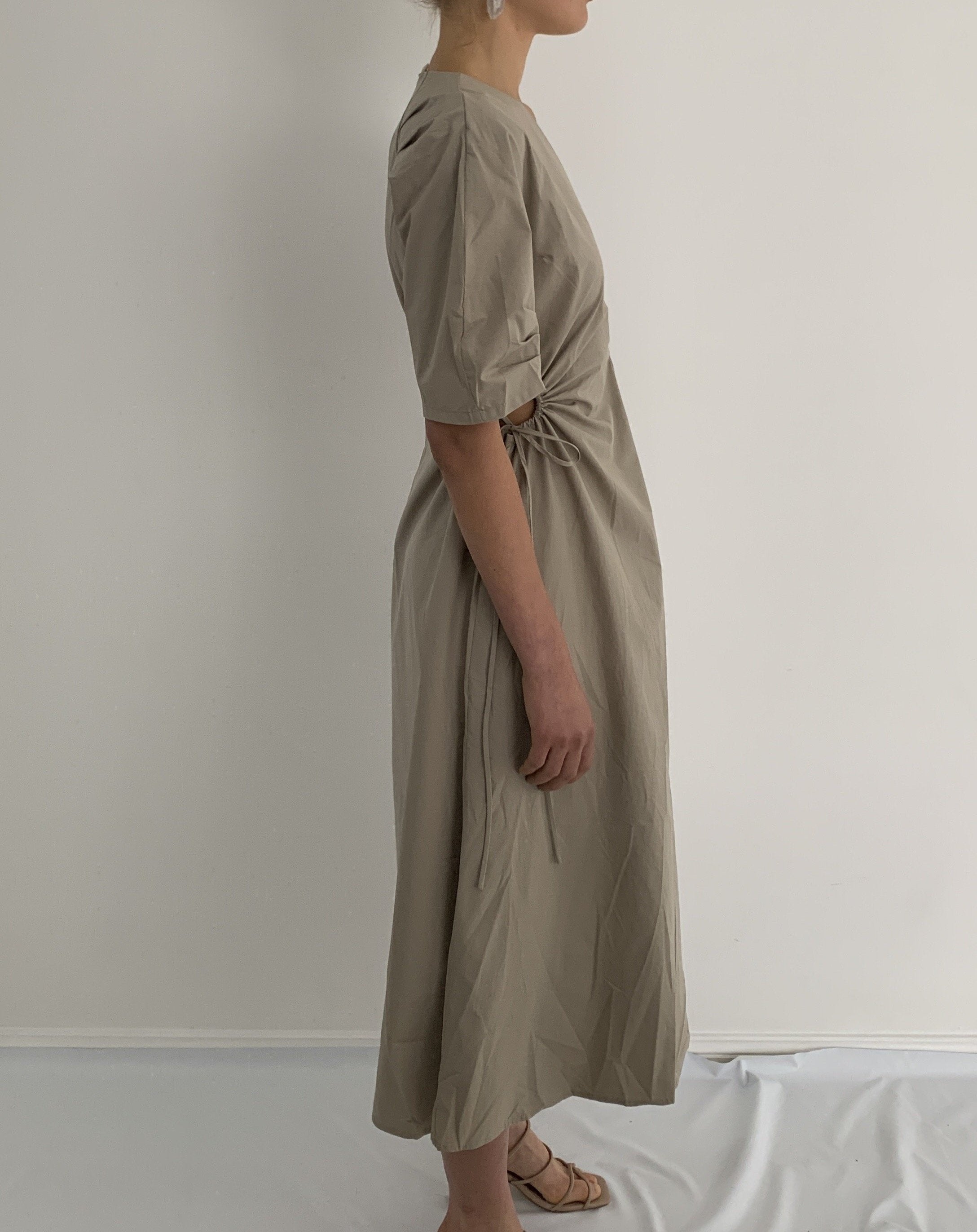 Drawstring Waist Midi Dress
