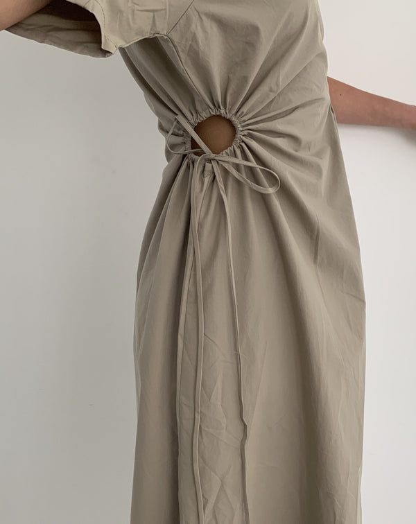Drawstring Waist Midi Dress