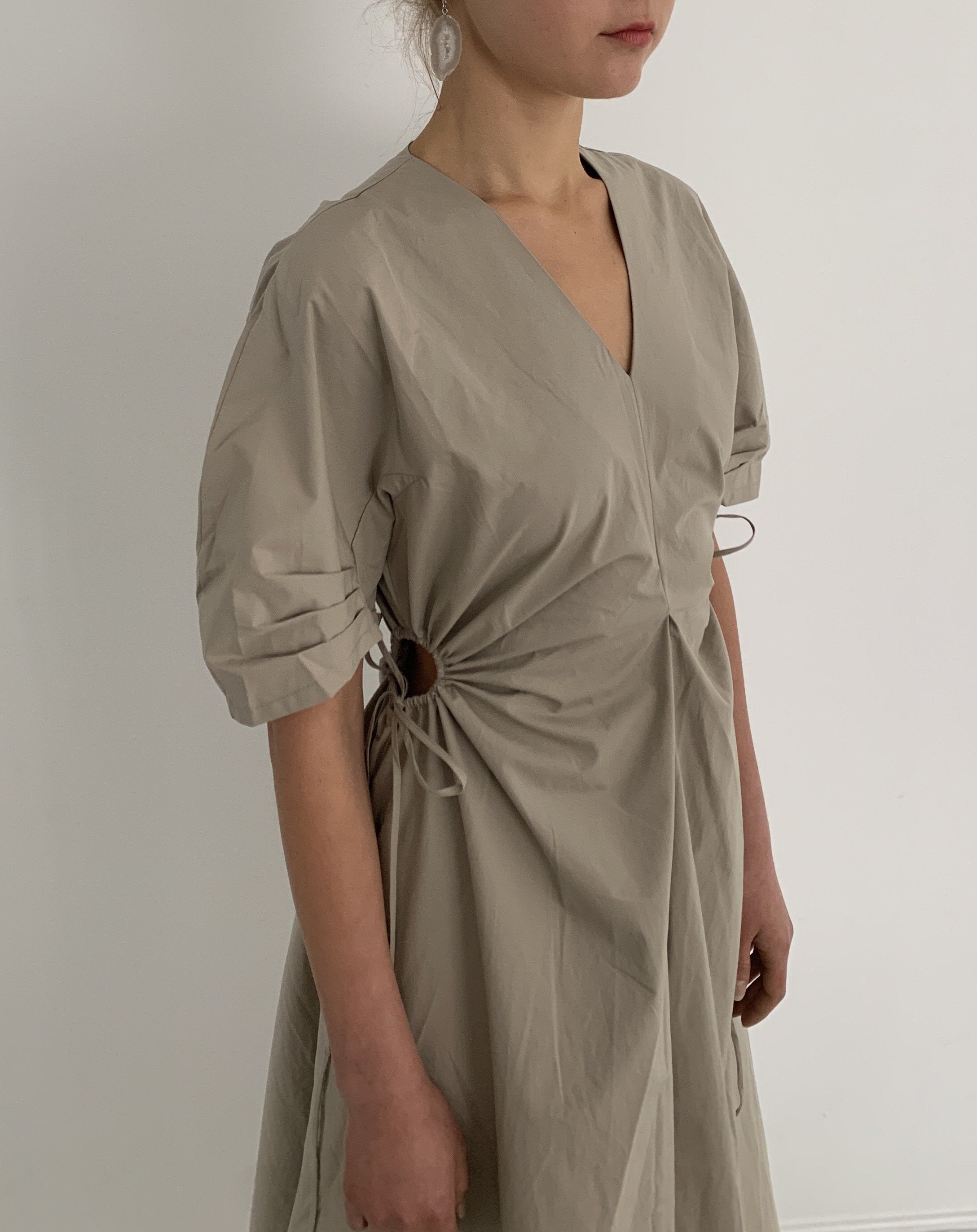 Drawstring Waist Midi Dress