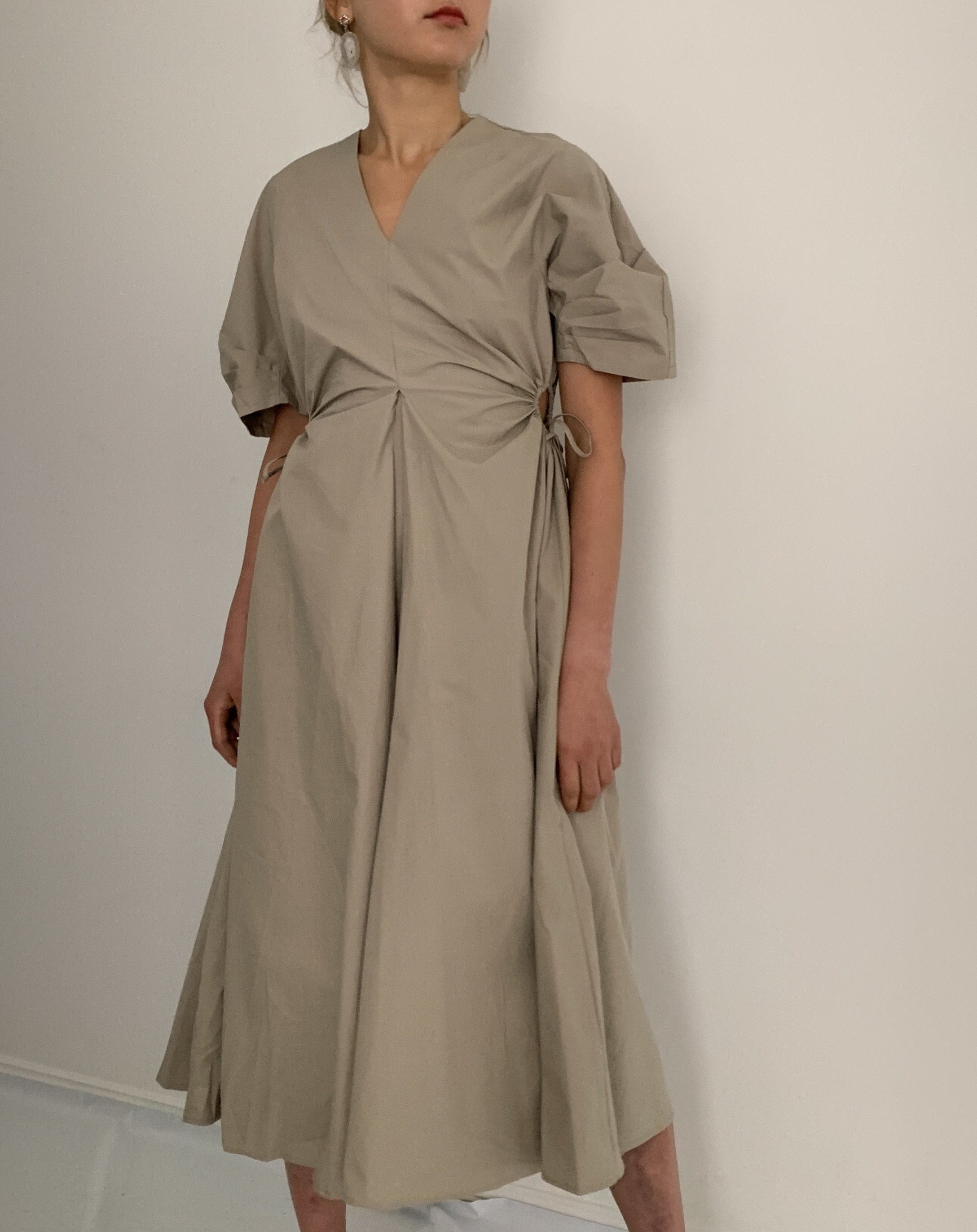 Drawstring Waist Midi Dress