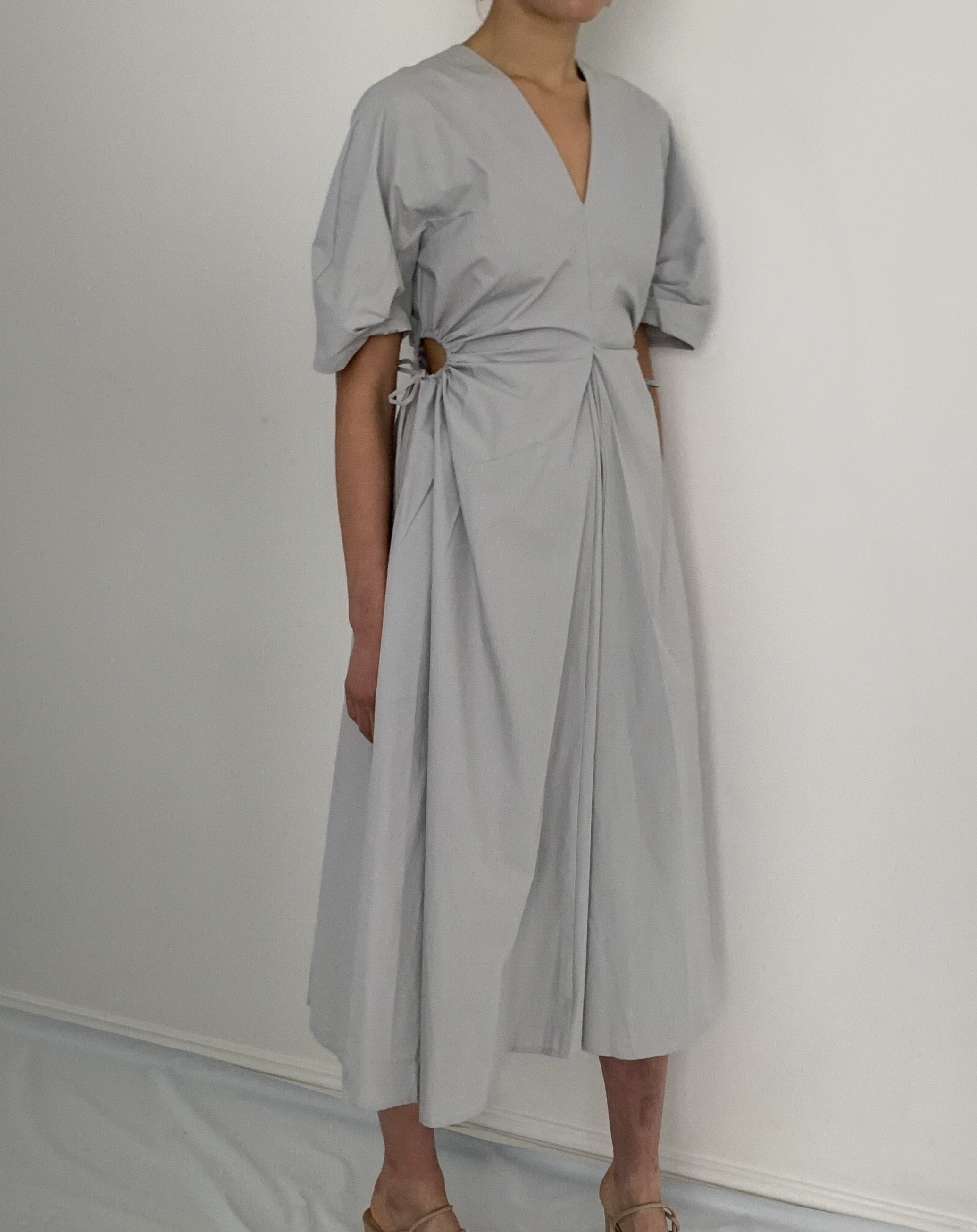 Drawstring Waist Midi Dress