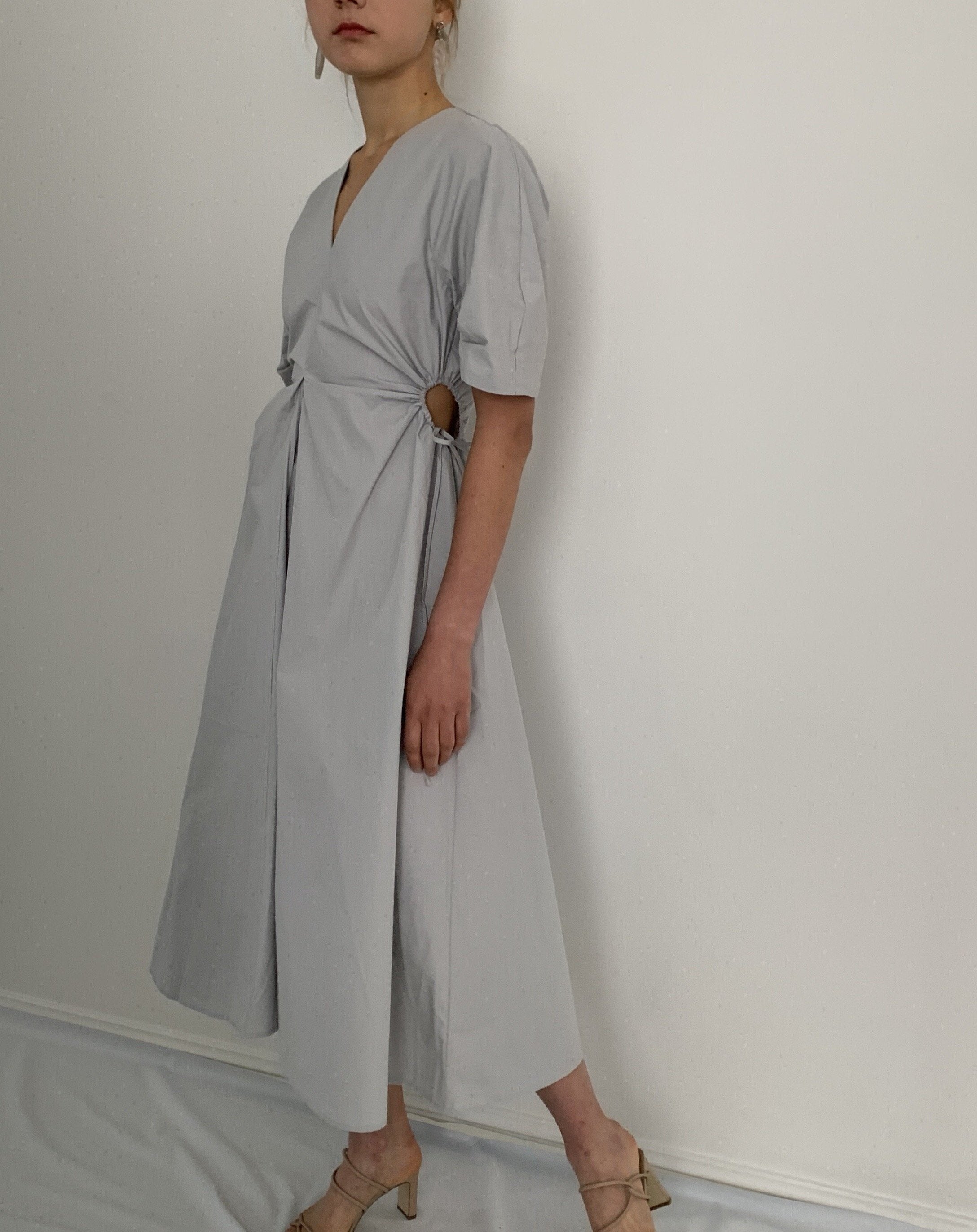 drawstring waist midi dress