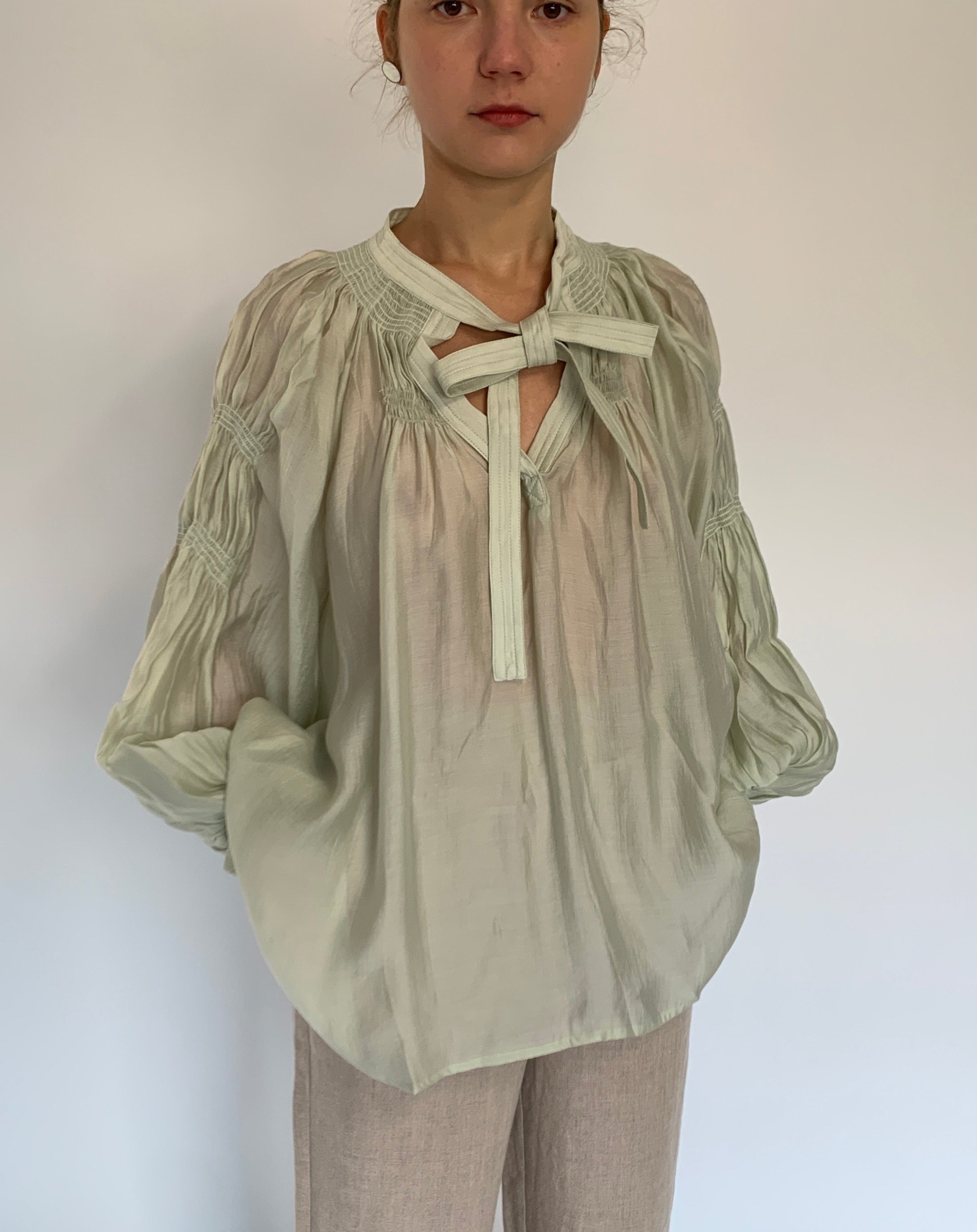 Melisa Neck Tie Up Blouse