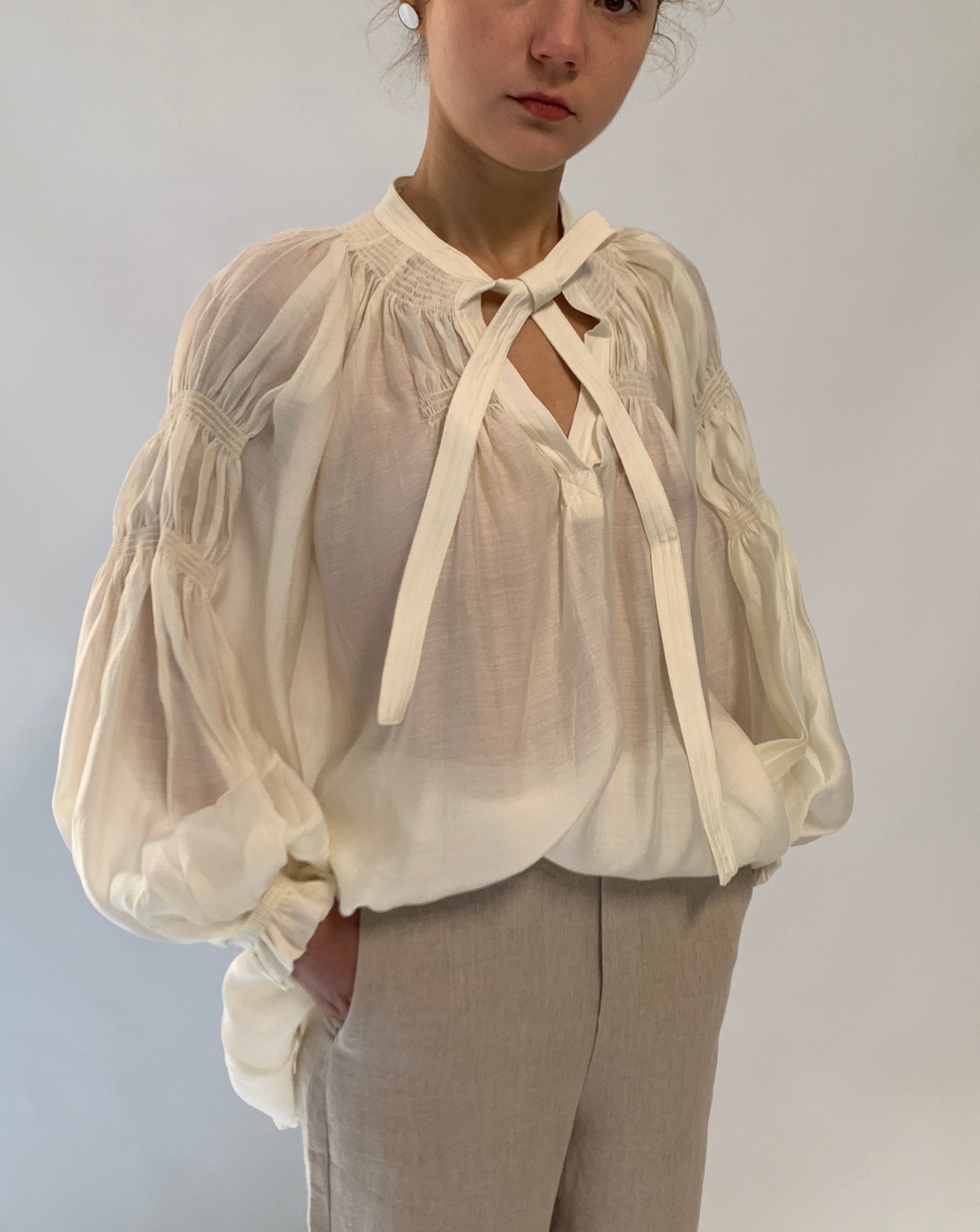 Melisa Neck Tie Up Blouse