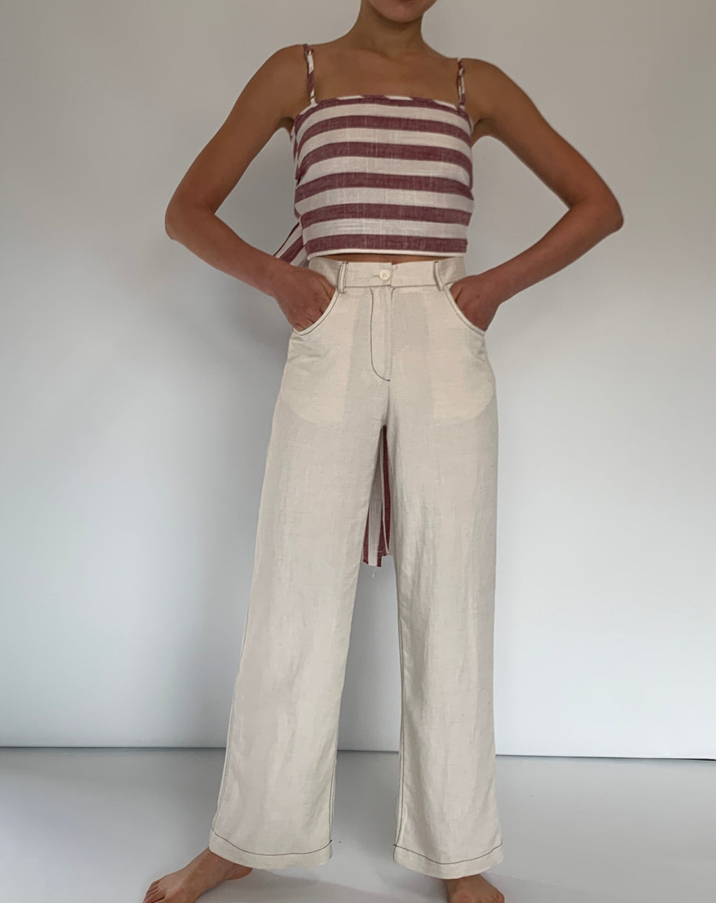 Solid Stitch Straight Leg Pants
