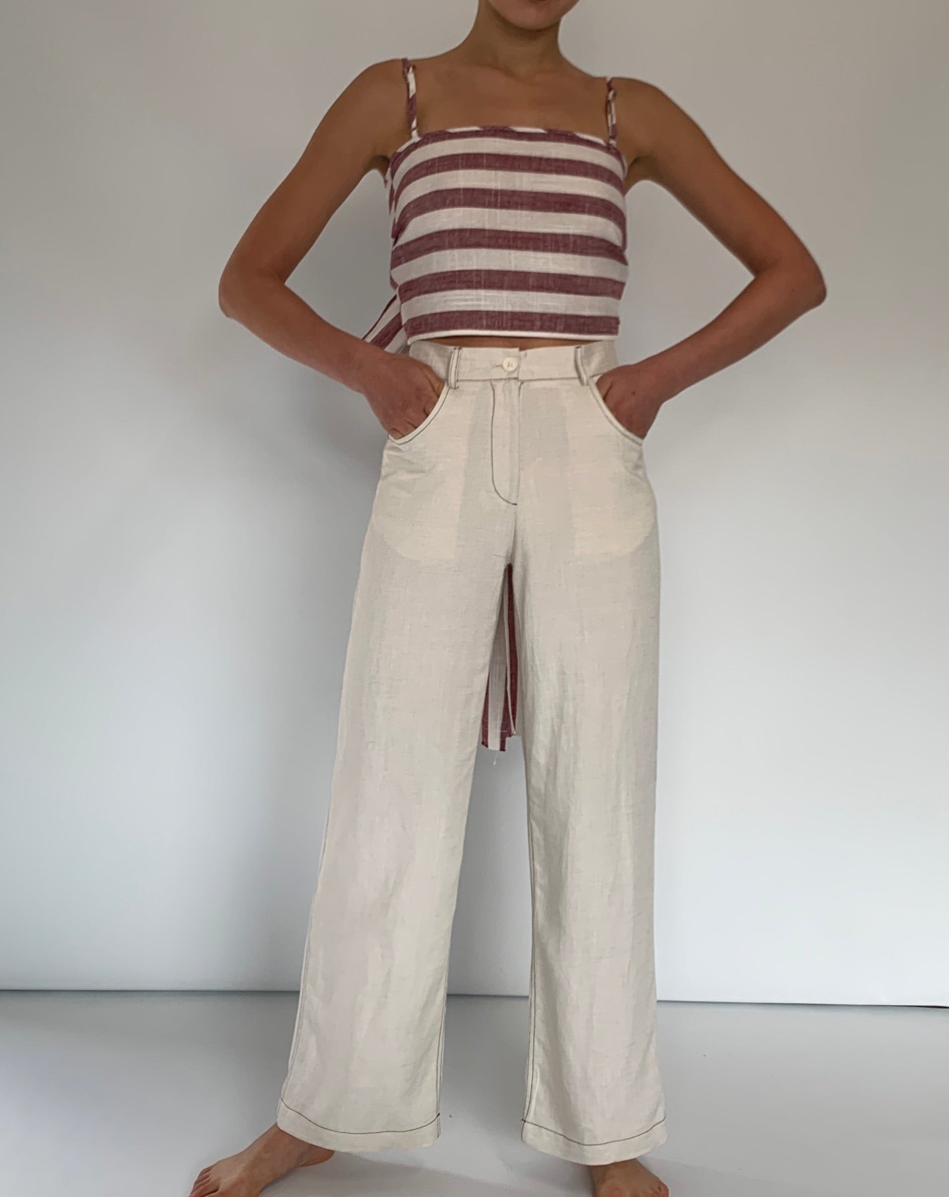 Solid Stitch Straight Leg Pants