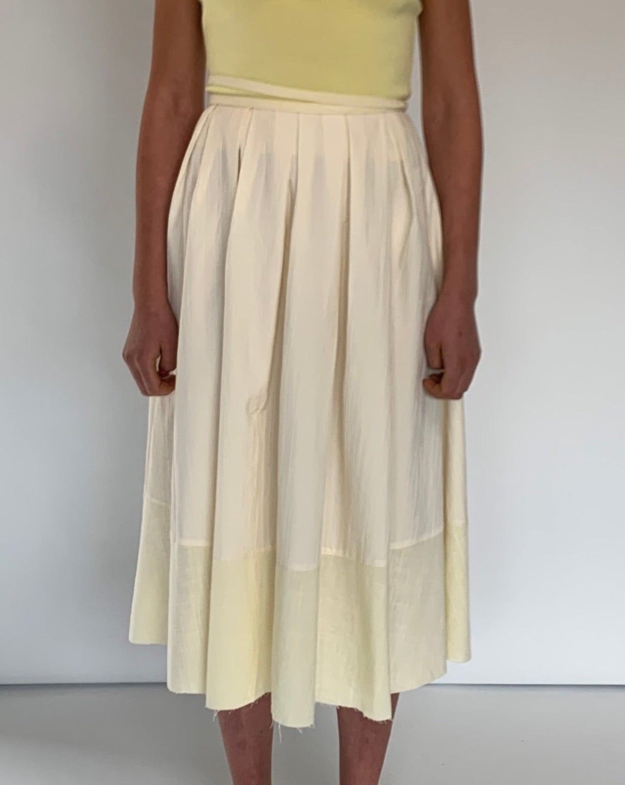 Panelled A-Line Pleated Midi Skirt