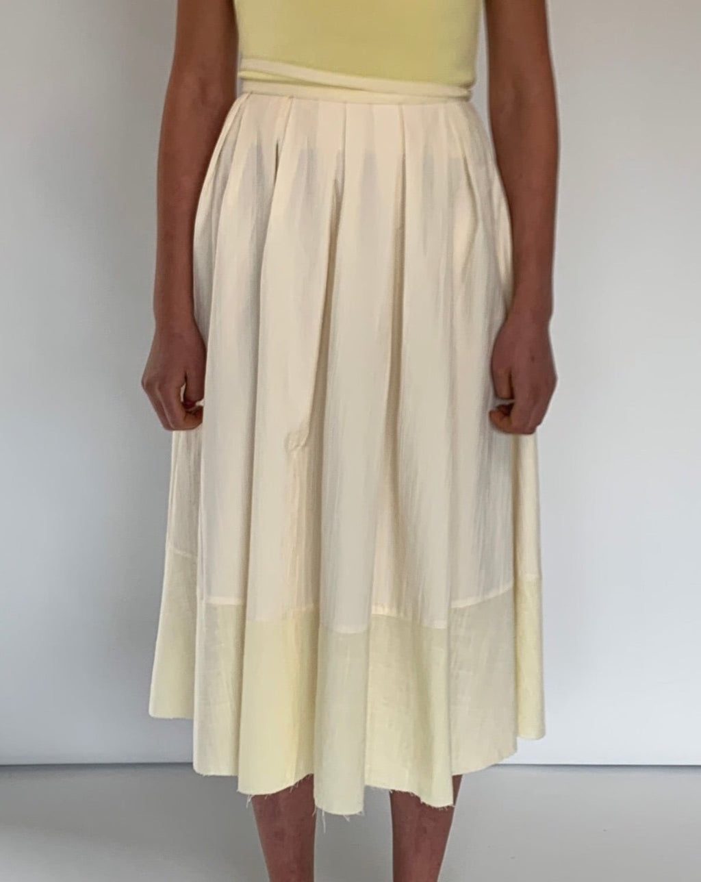 Panelled A-Line Pleated Midi Skirt