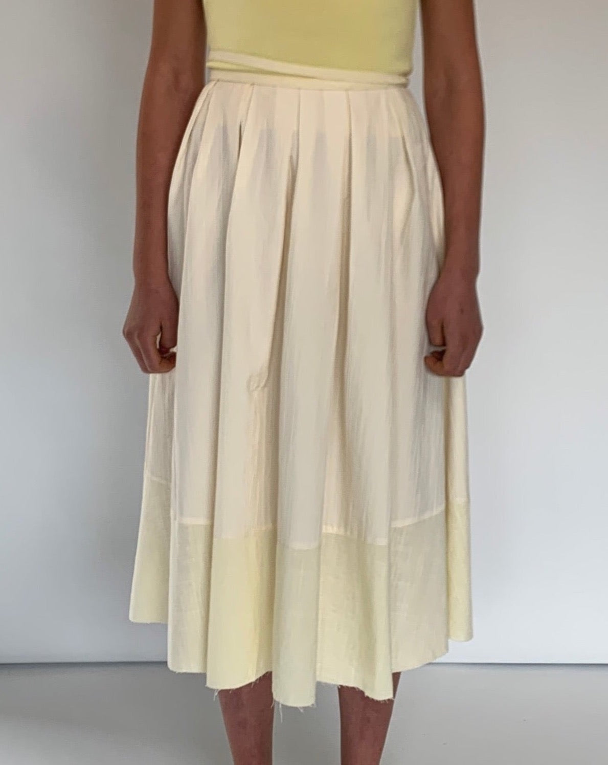 Panelled A-Line Pleated Midi Skirt