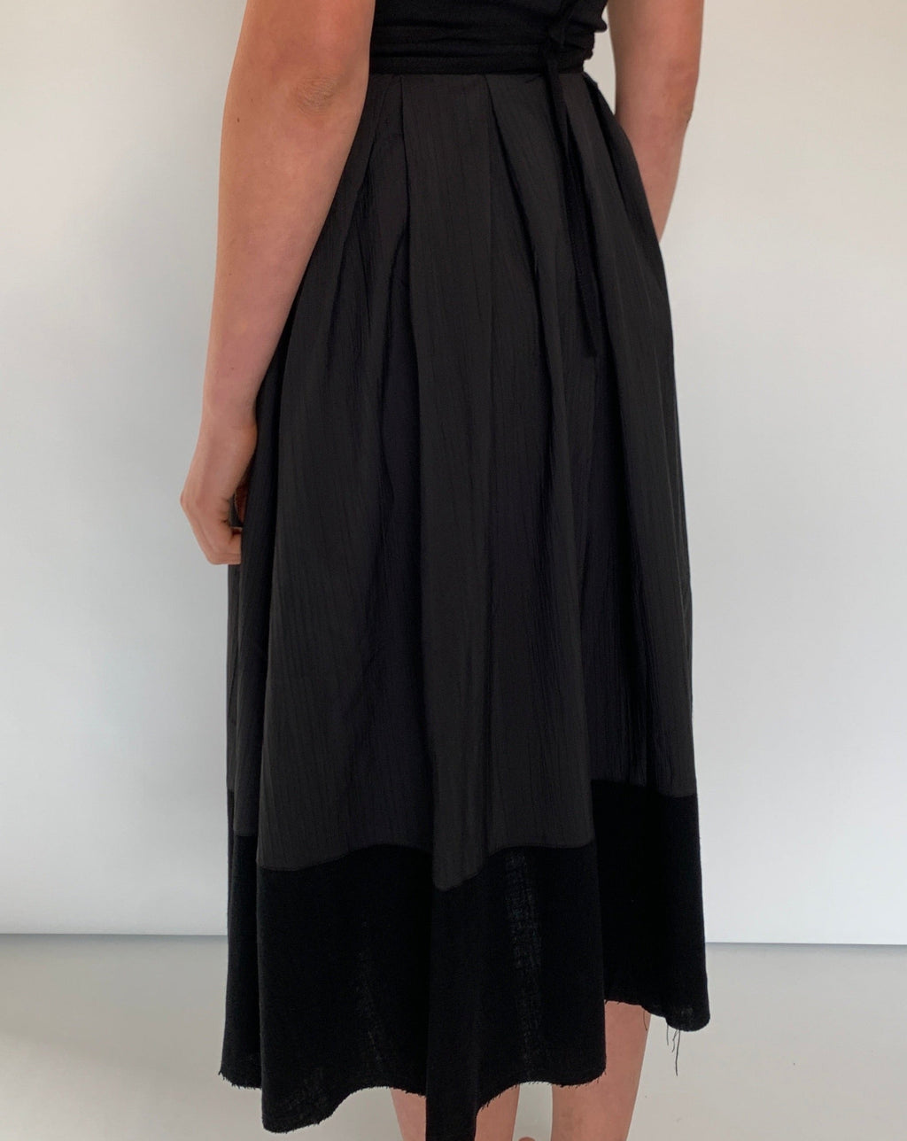 Panelled A-Line Pleated Midi Skirt