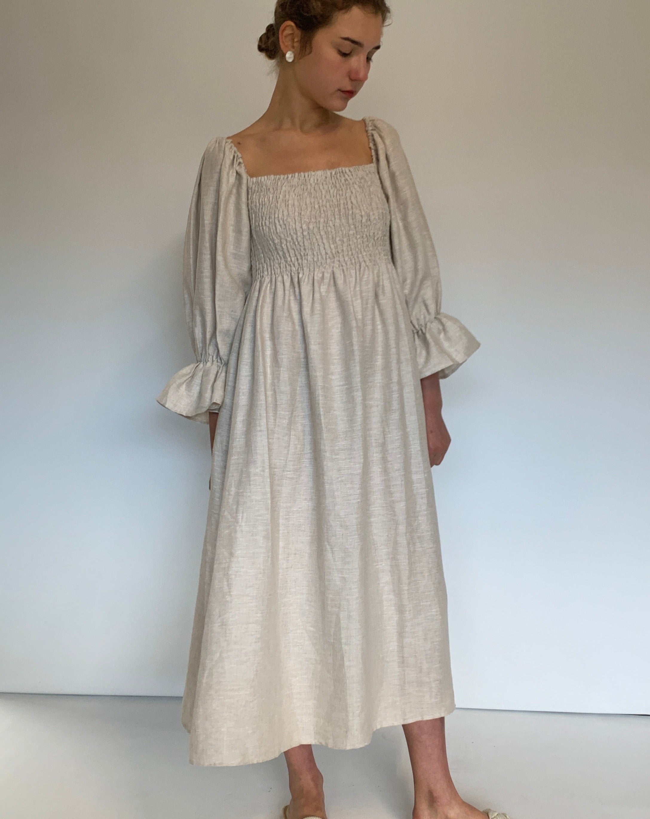 Smocked Bodice Midi Dress